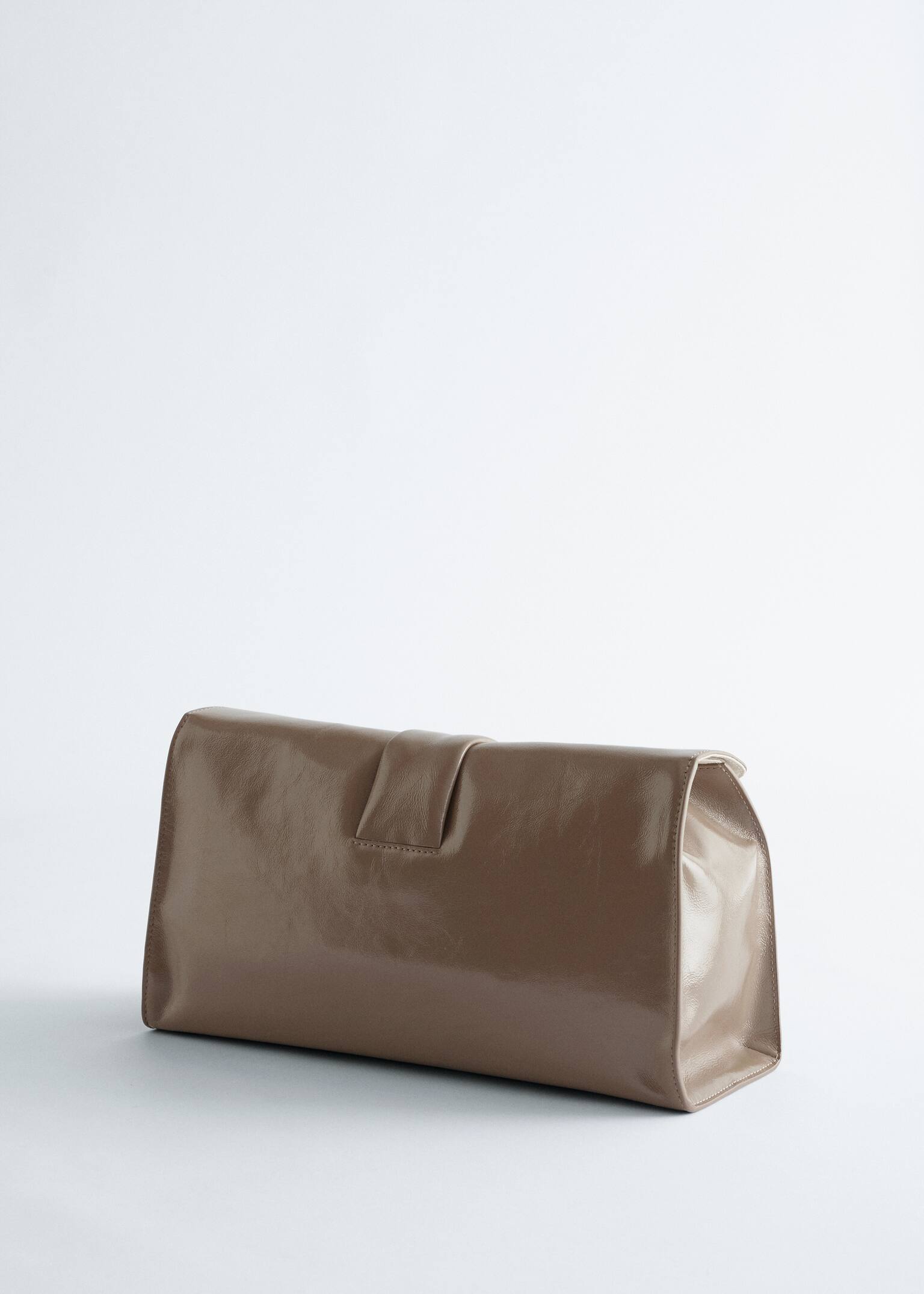 Clutch aus weichem Leder - Taupe/Schwarz/Beige/Schlangenmuster/Dunkelbraun/Schlangenhaut - 4