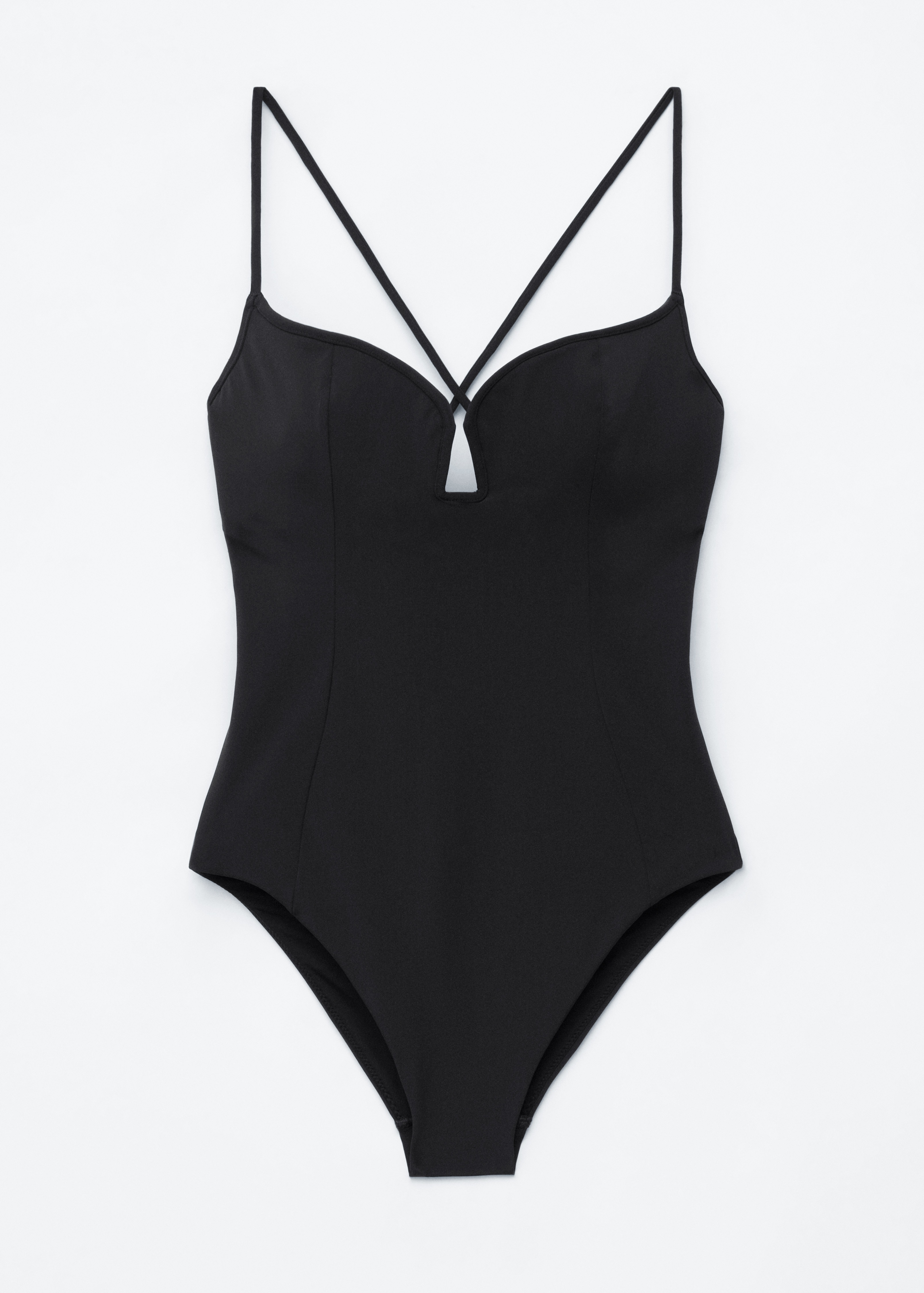 Costume da bagno con taglio a triangolo - Nero/Verde kaki