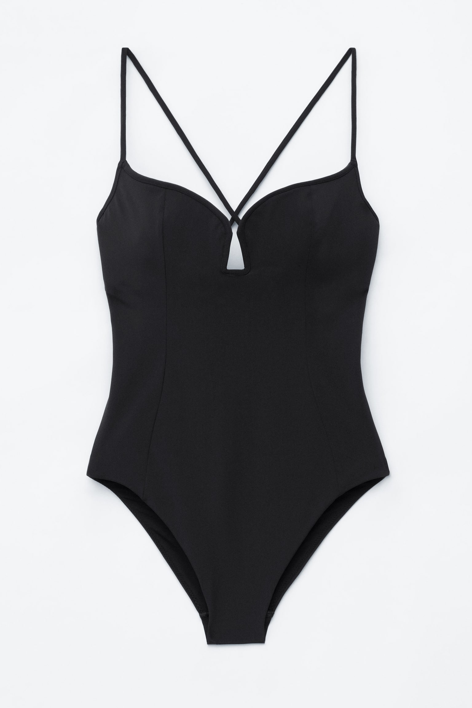 Costume da bagno con taglio a triangolo - Nero/Verde kaki - 2