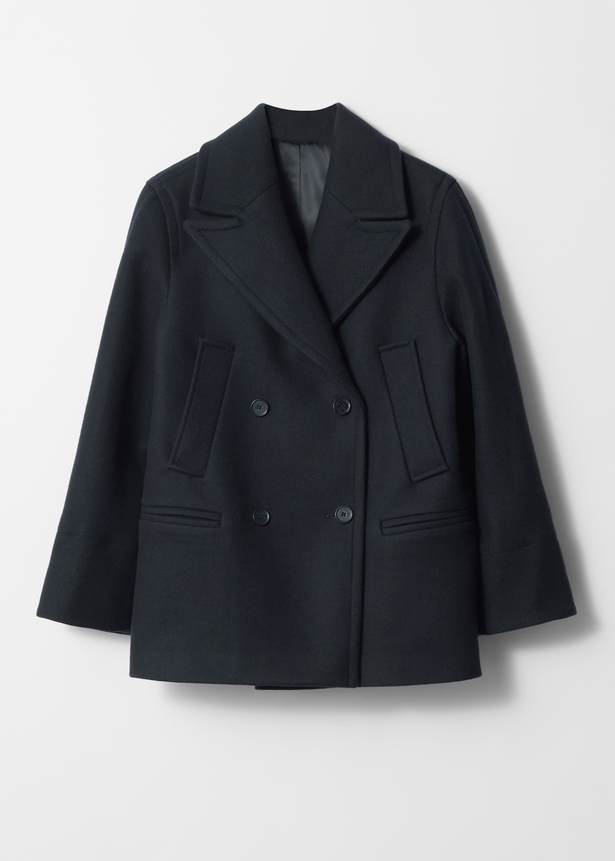 View larger image: Tailored Wool Pea Coat - Navy - Ladies | H&M GB 7