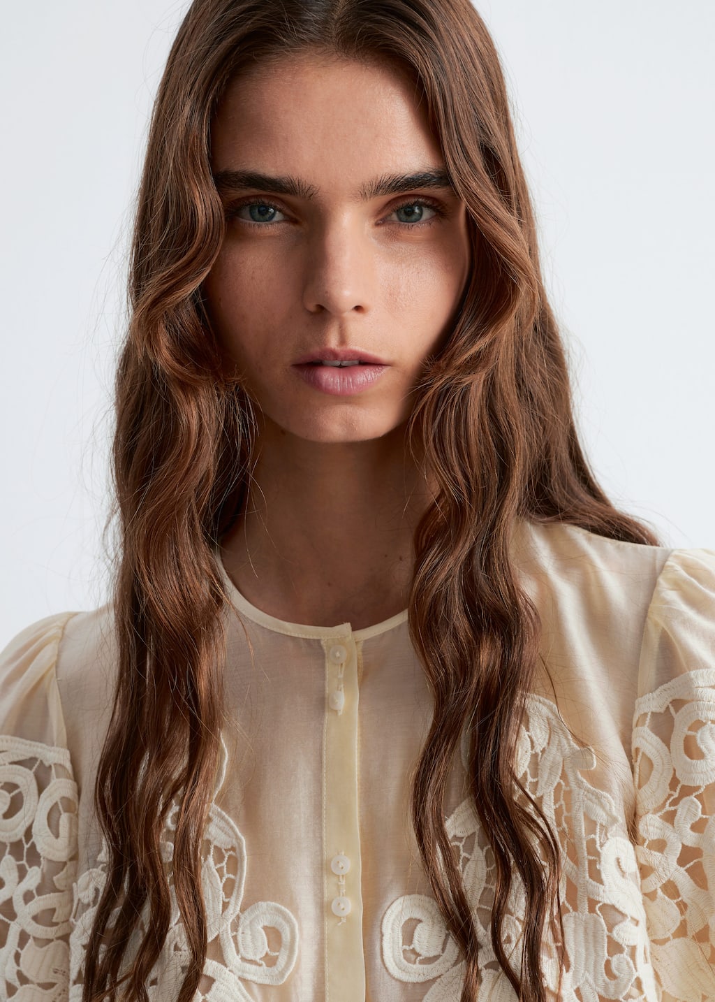 Image of Lace-Embroidery Blouse