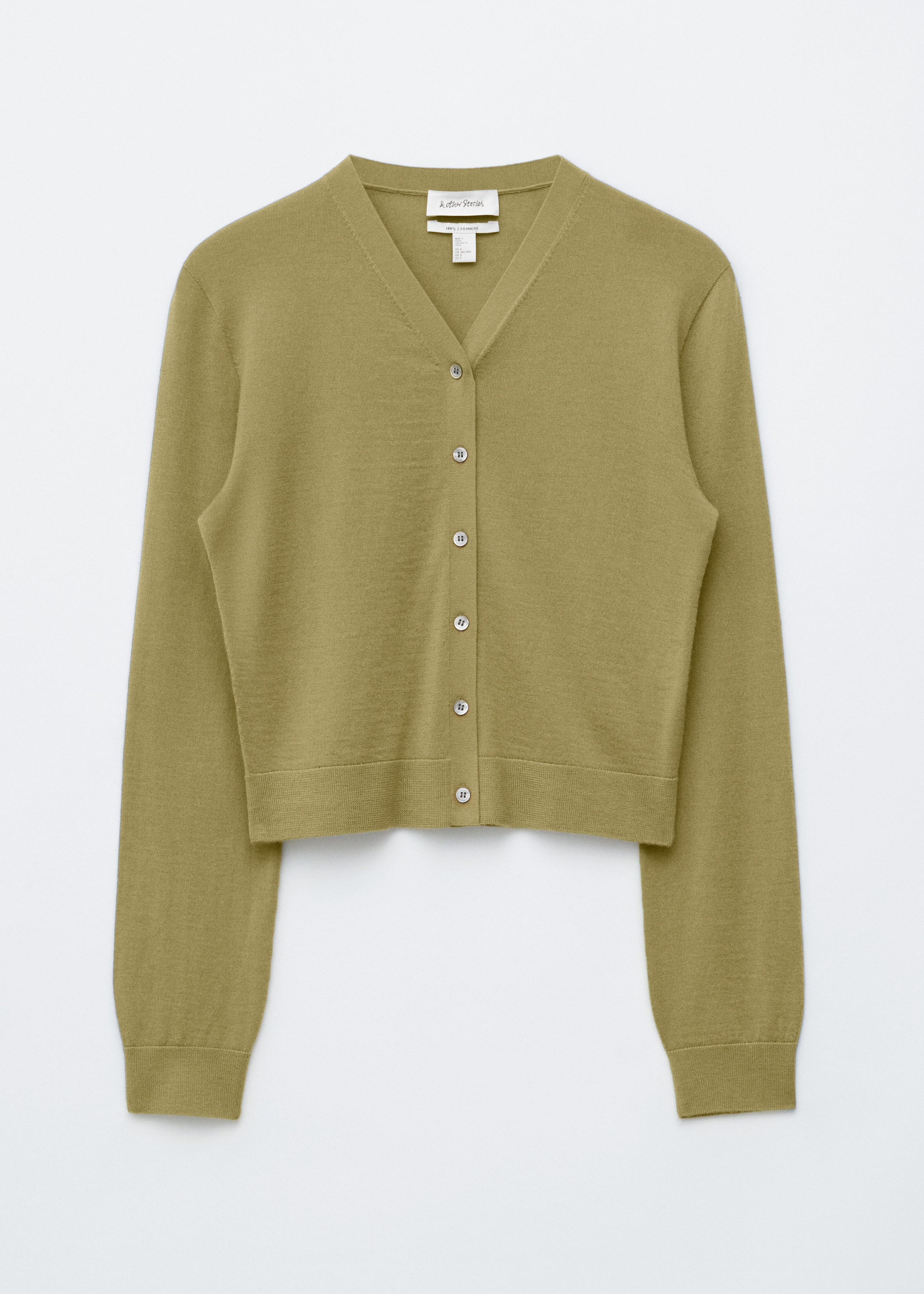 Cropped Cashmere Cardigan - Khaki Green - & Other Stories US