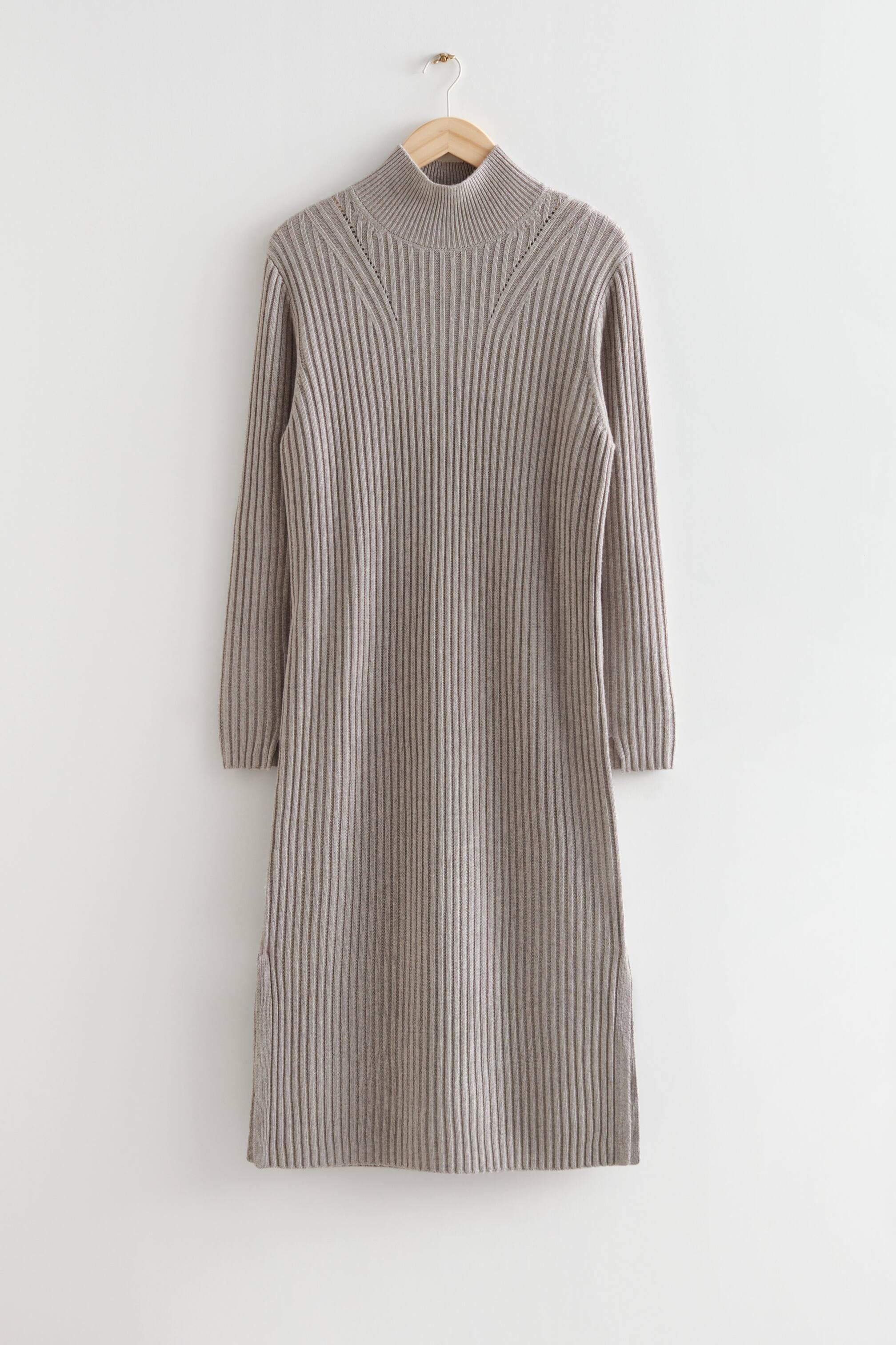 Vis større bilde: Turtleneck Knit Midi Dress - Grå - Ladies | H&M NO 1