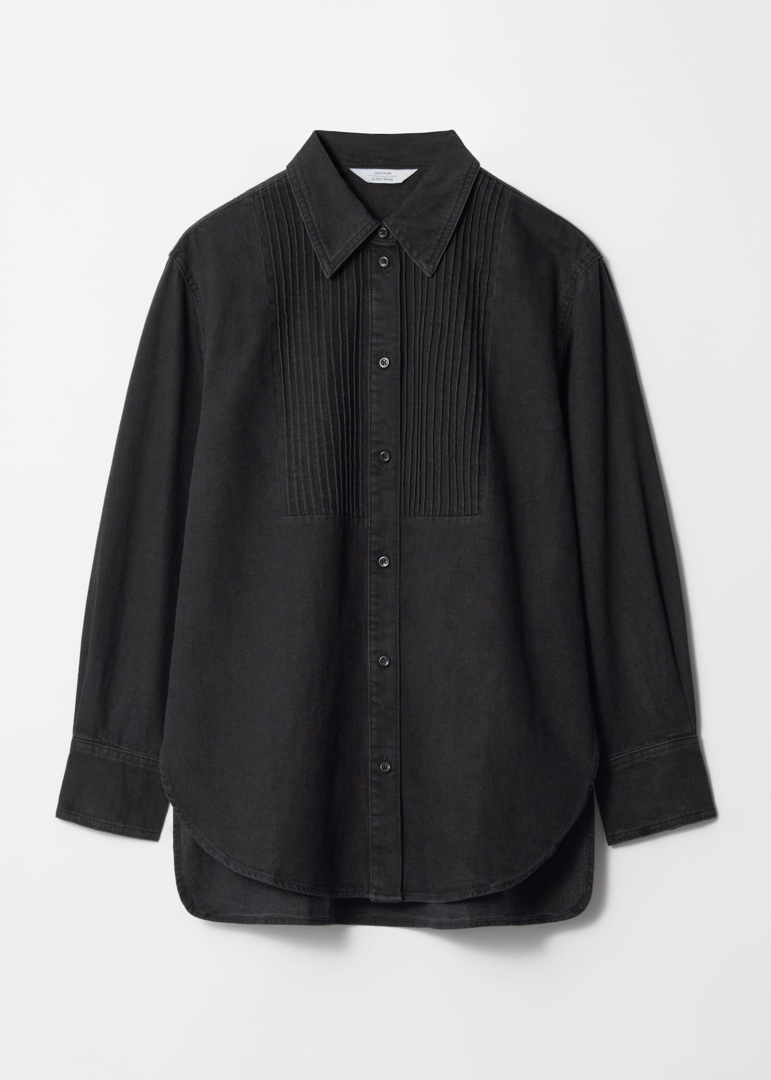 Pleated Denim Shirt - Black