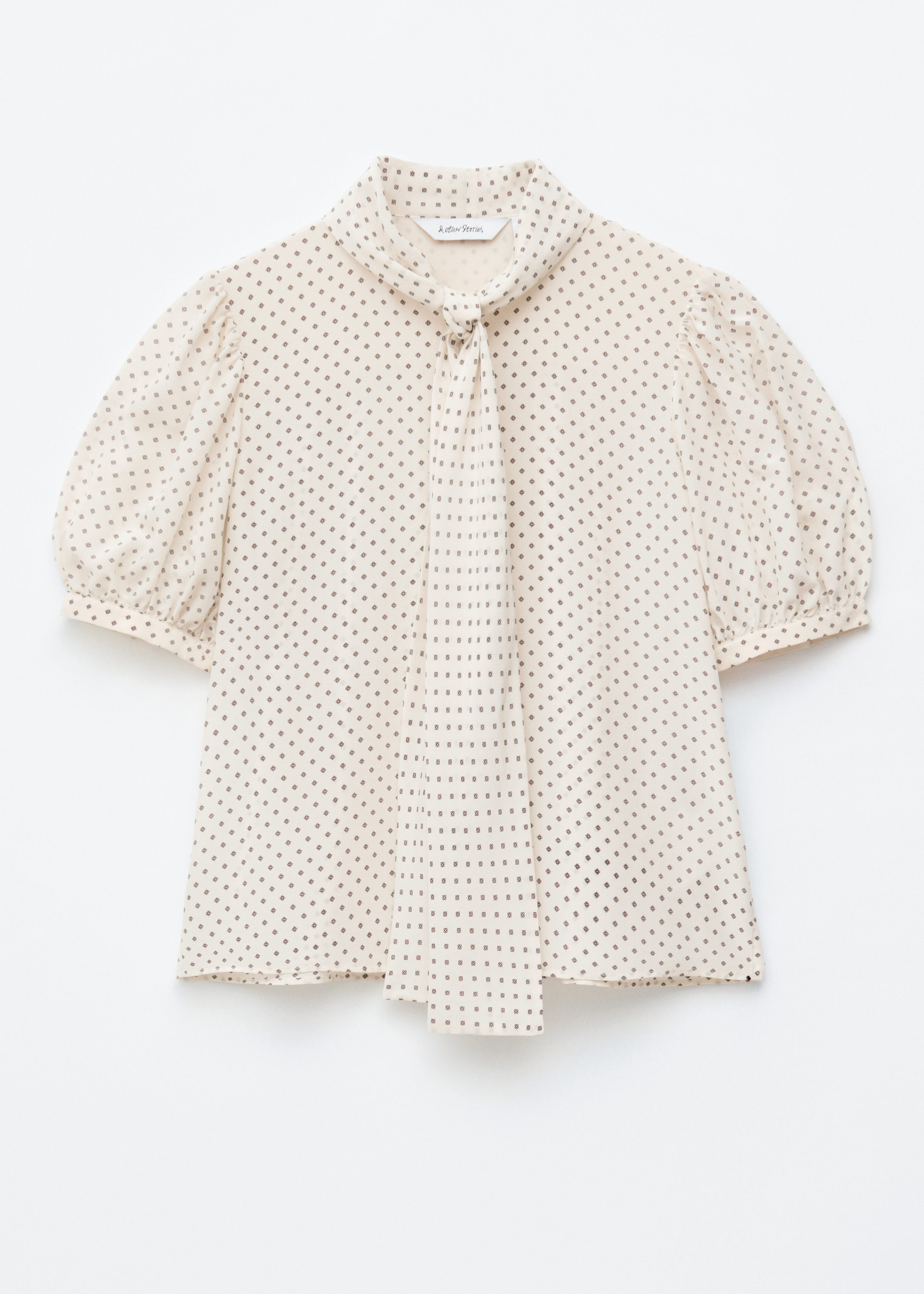 Printed Tie-Neck Silk Blouse