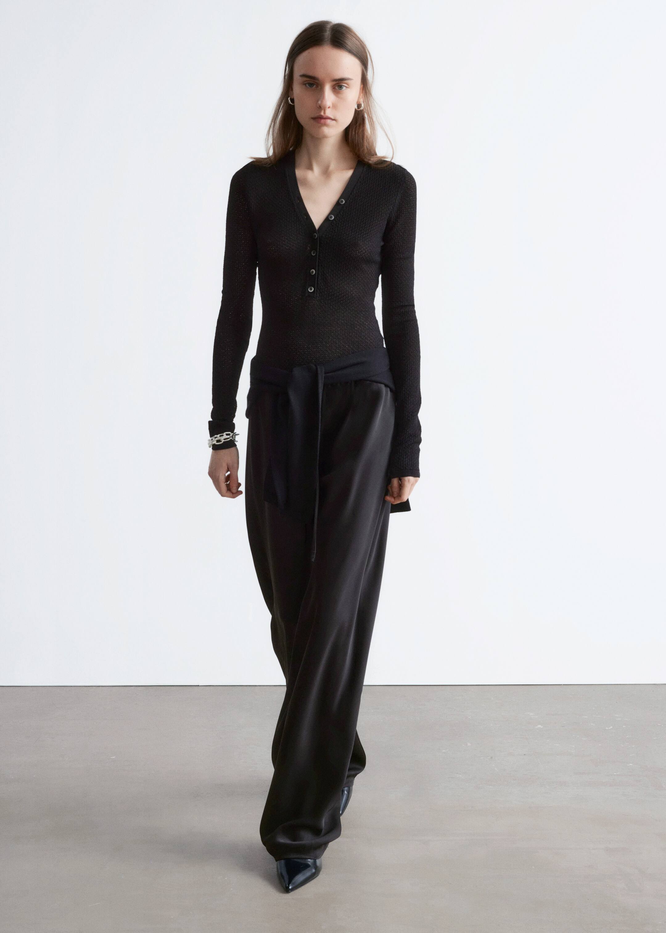 Grotere afbeelding bekijken: Ajourgebreide body met lange mouwen - Zwart - DAMES | H&M NL 4