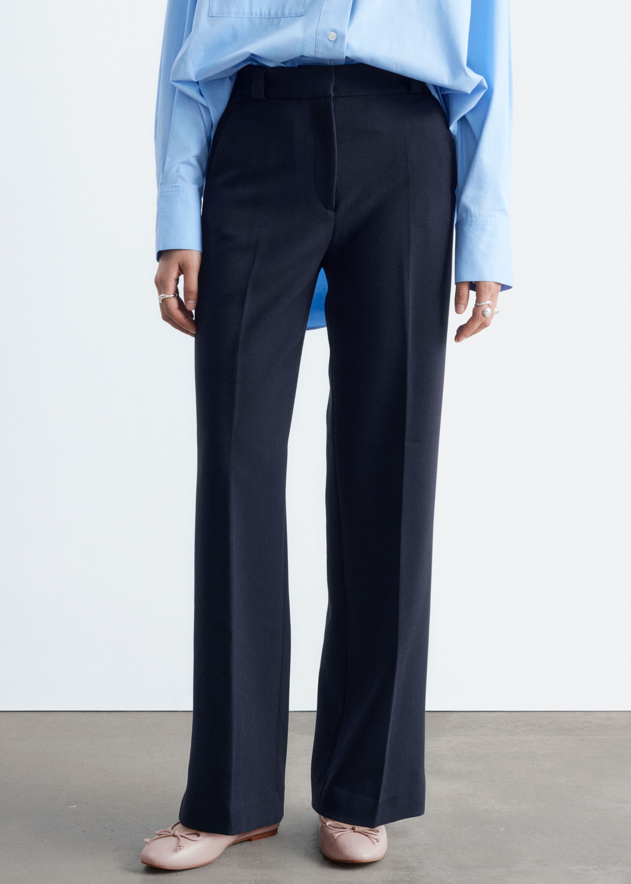 Straight Press-Crease Trousers - Navy - Still Life