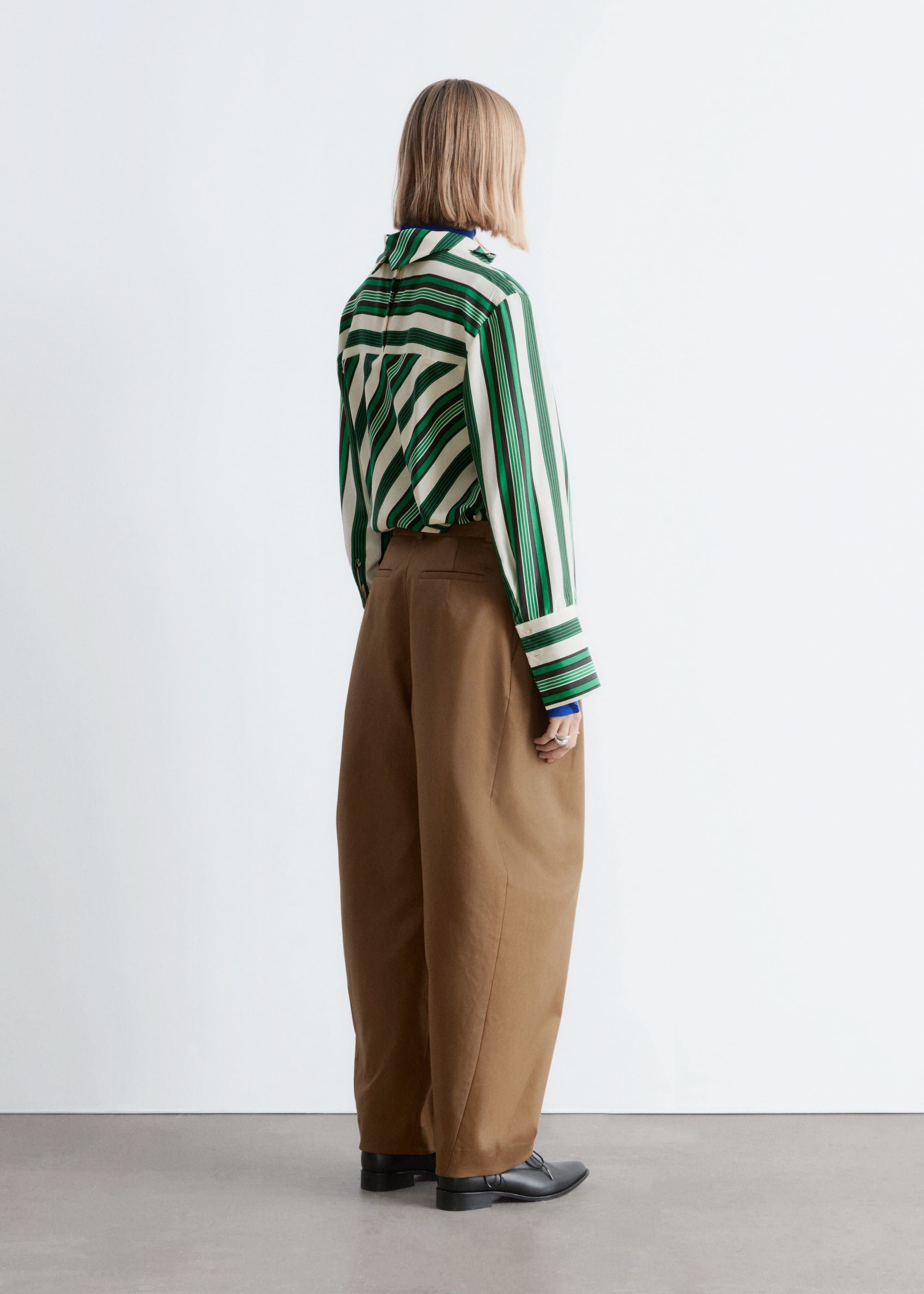 Image of Stand Collar Silk Blouse