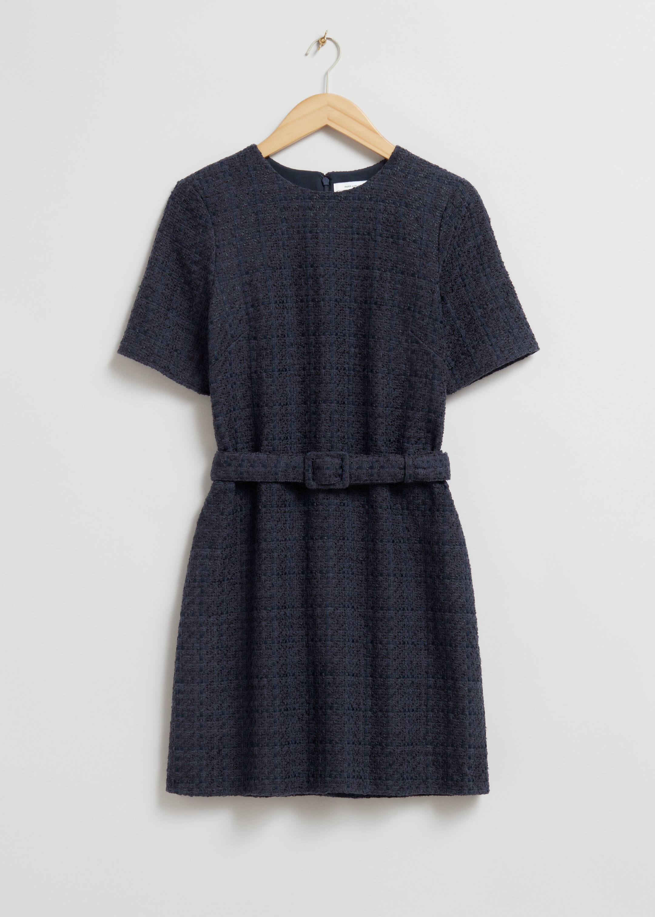 View larger image: Tweed Belted Mini Dress - Dark Blue Tweed - Ladies | H&M GB 1