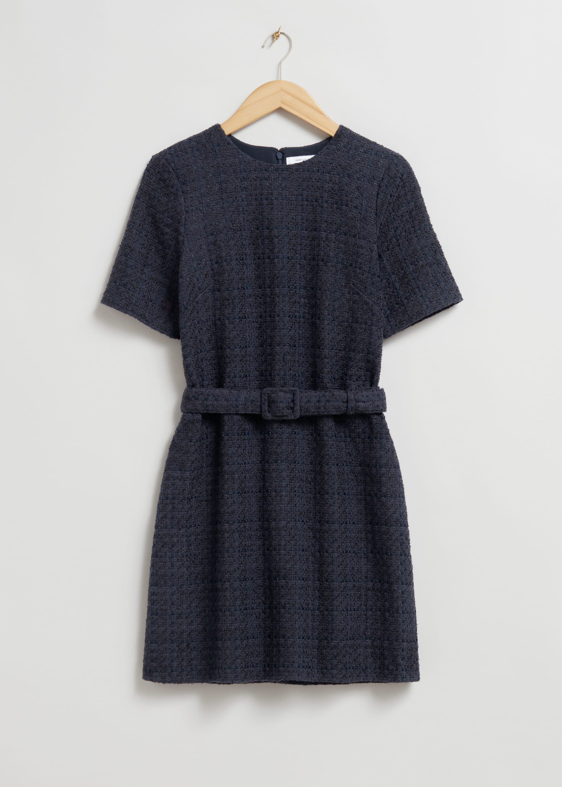 Ingrandisci l'immagine: Tweed Belted Mini Dress - Dark Blue Tweed - DONNA | H&M CH 1