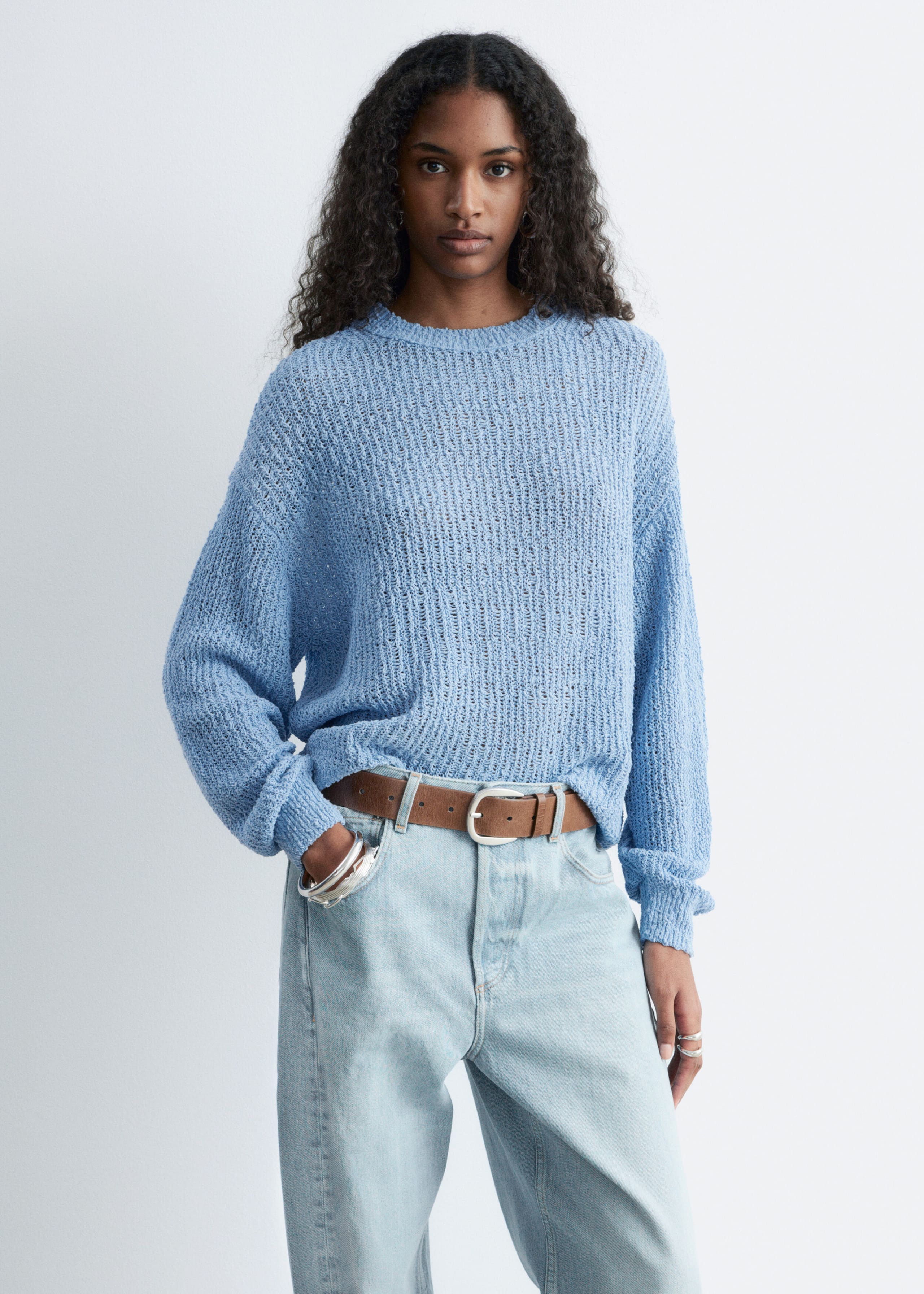 Image of Pull en mélange coton-soie