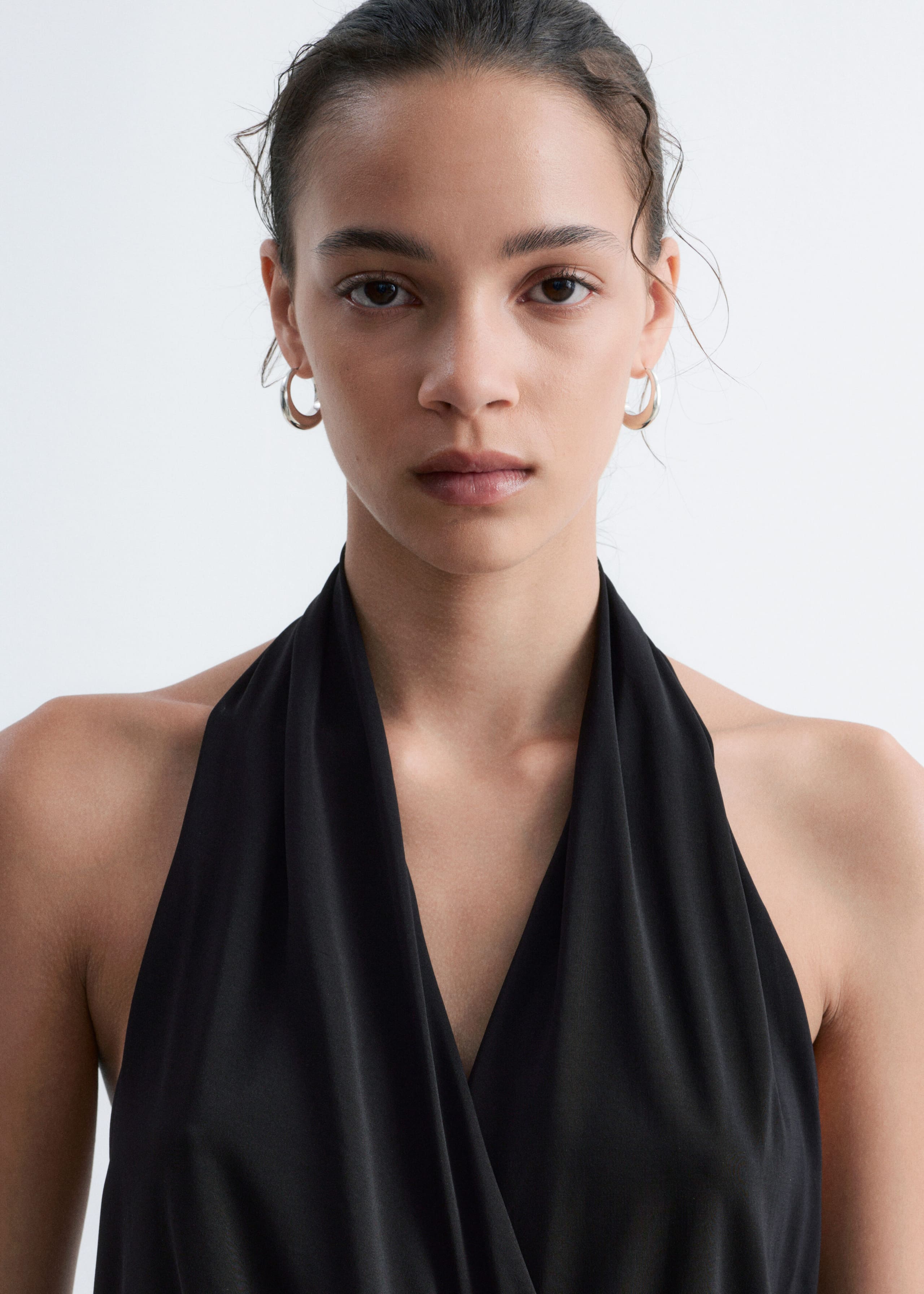 Haut drapé à dos nu - Noir - Lookbook