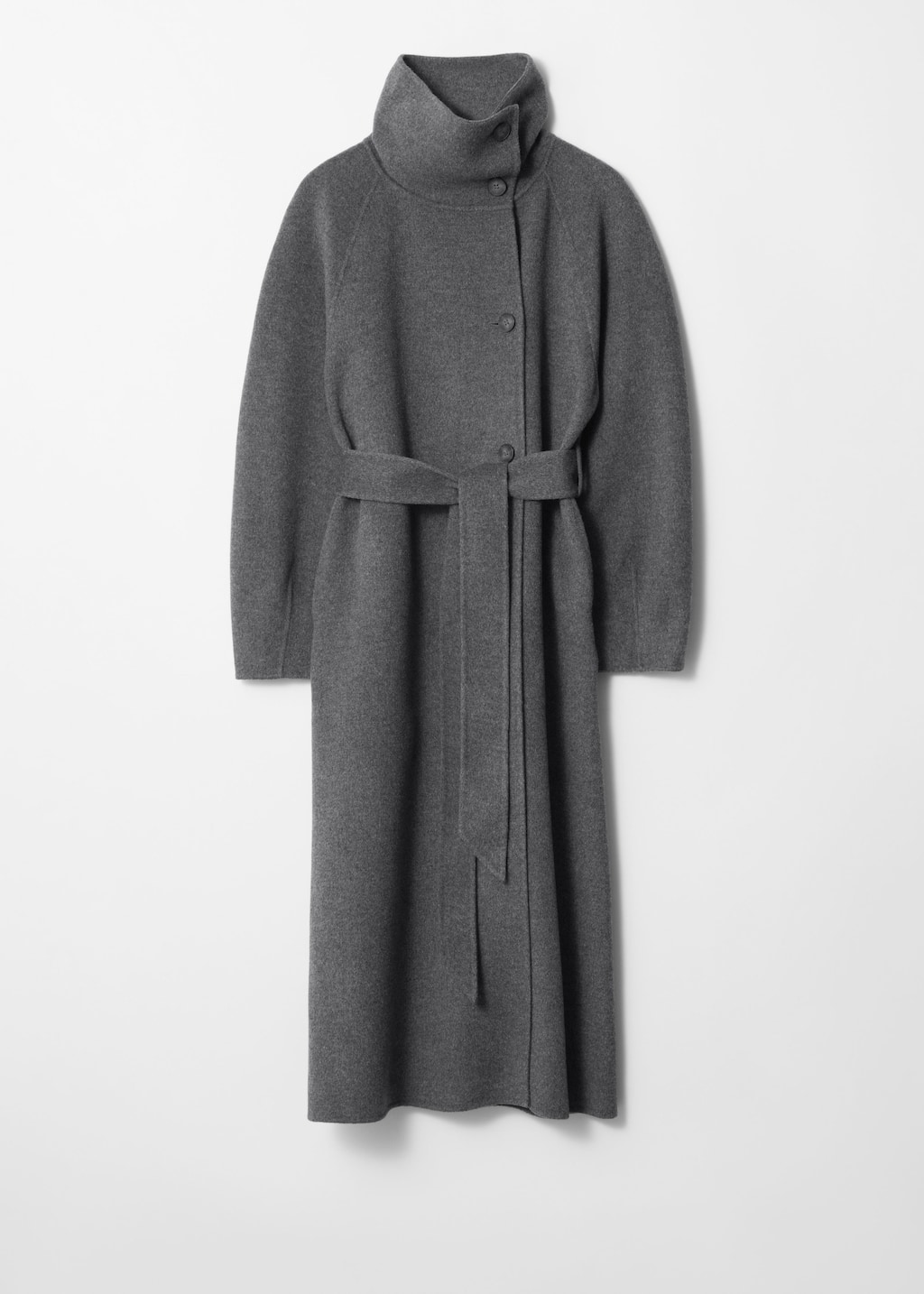 Funnel-Collar Wool Coat - Beige - Still Life