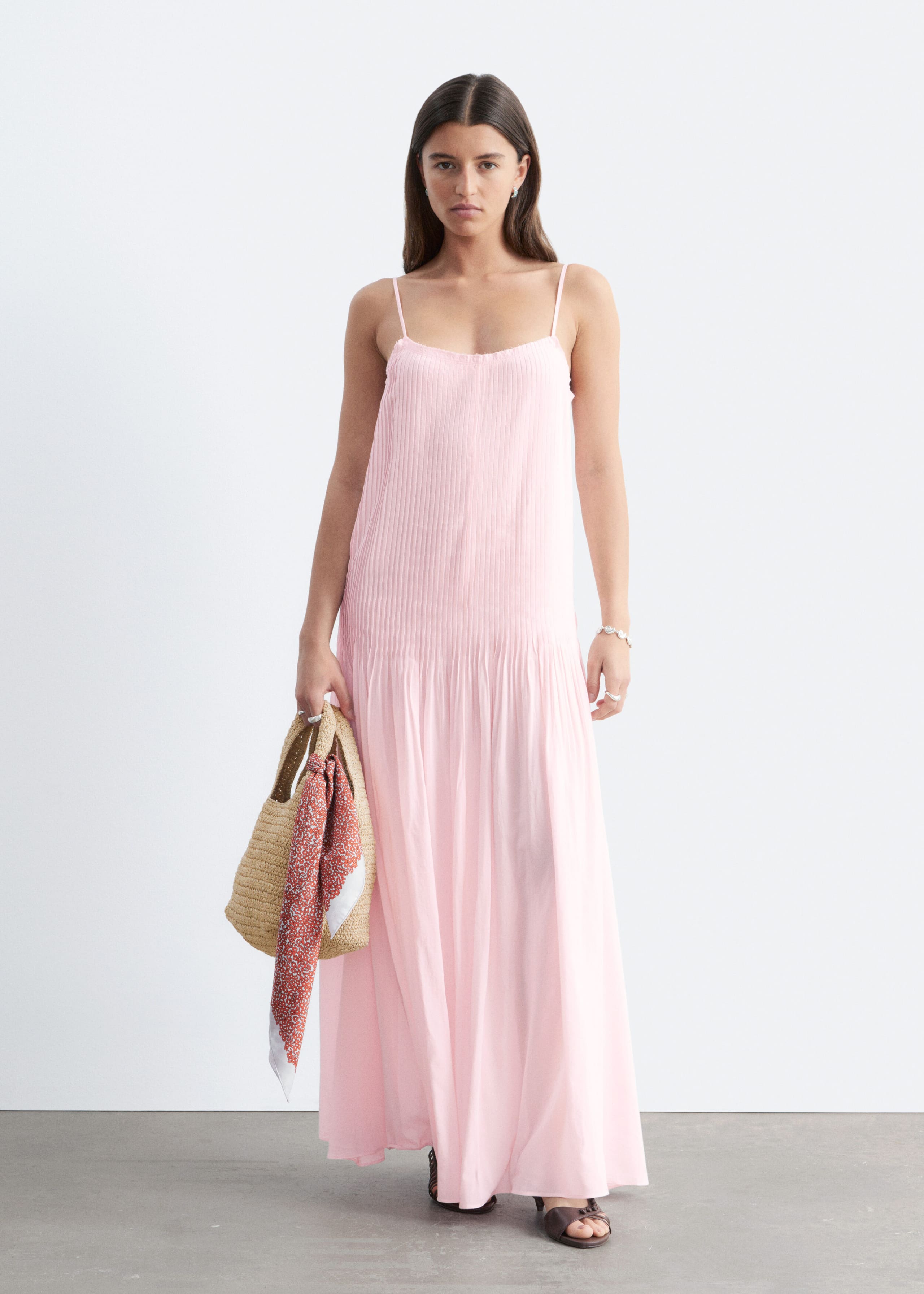 Image of Pleated Bodice Maxi Dress