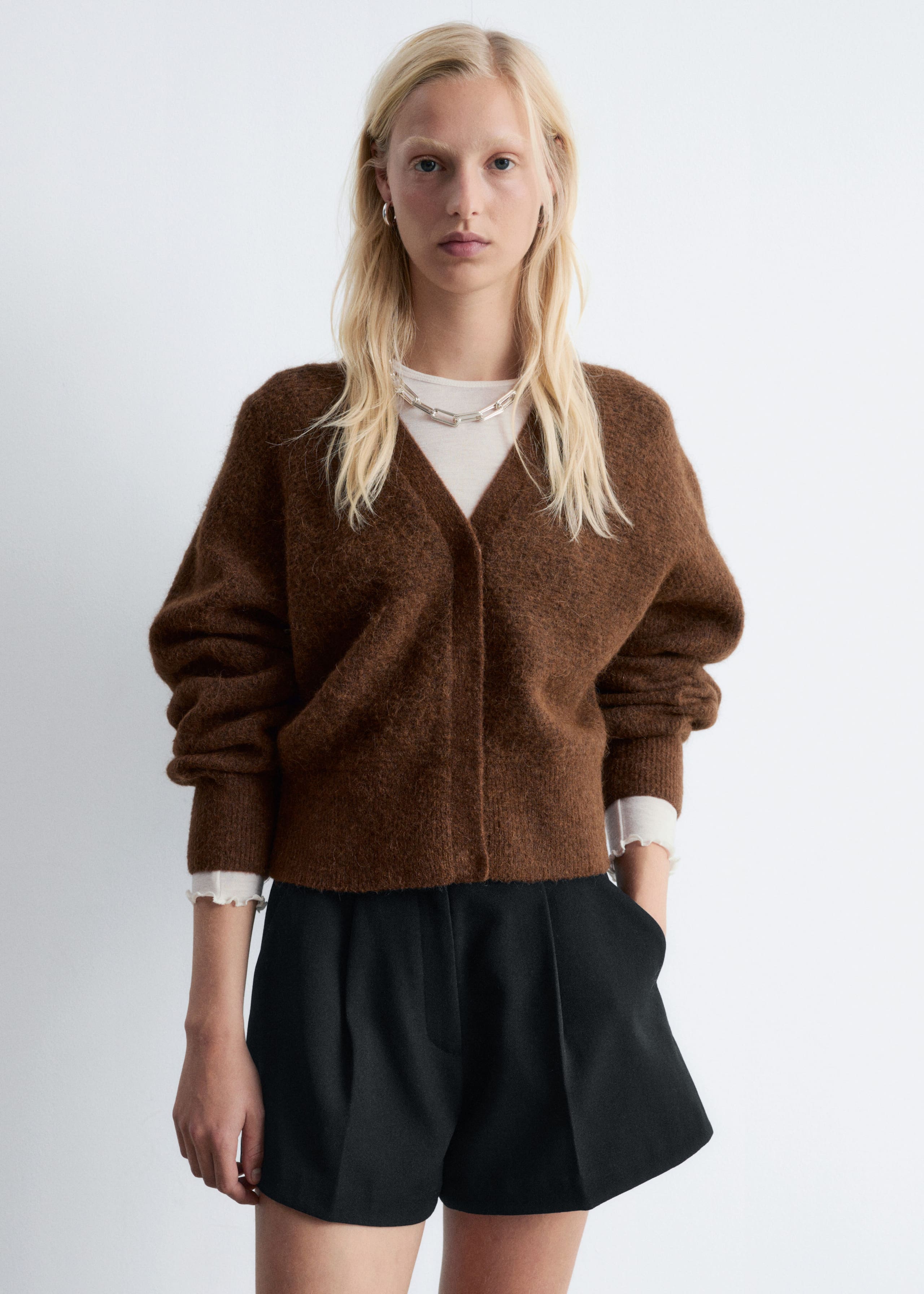 Image of Cropped Alpaca-Blend Cardigan