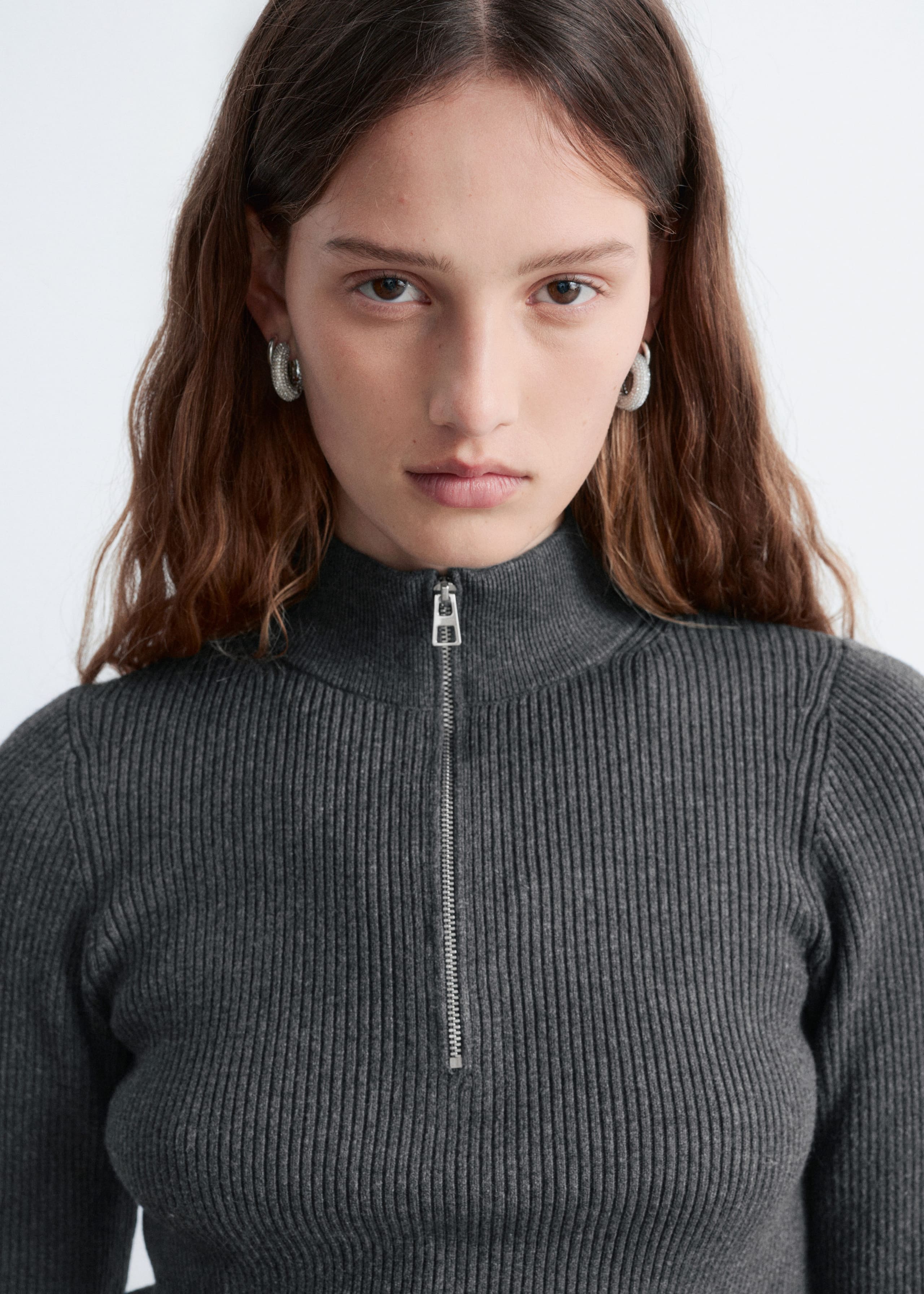 Image of Pullover mit kurzem Reißverschluss und Stehkragen