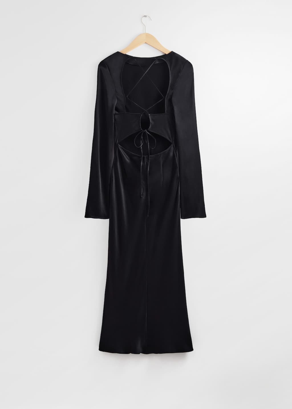 Vestido midi de satén - Negro - Bodegón