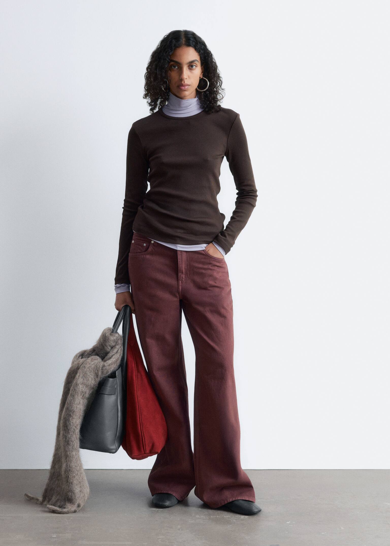 Relaxed Wide-Leg Jeans - Marrón óxido/Verde caqui/Beige/Negro