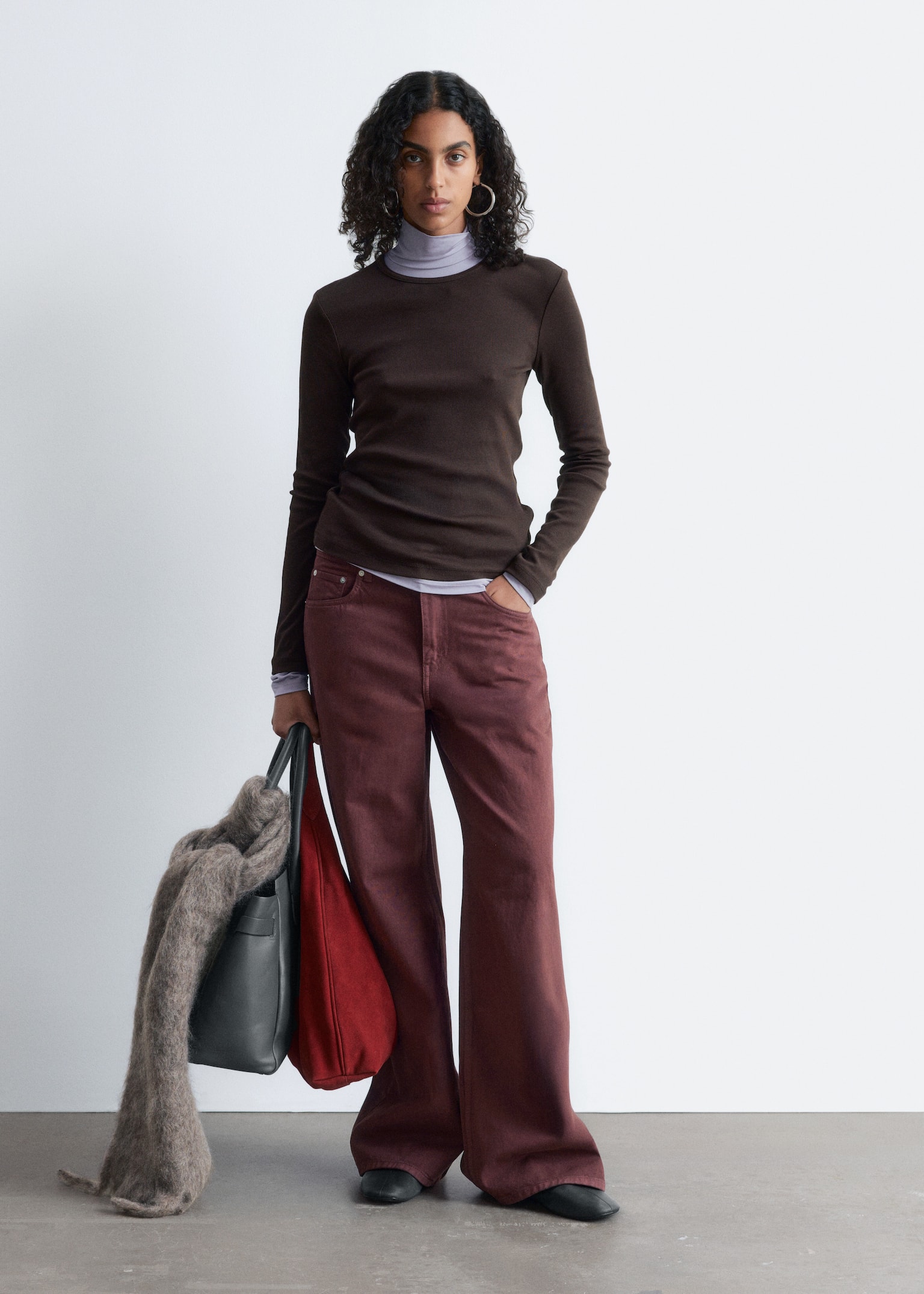 Relaxed Wide-Leg Jeans - Roestbruin/Kakigroen/Beige/Black/Lichtgeel/Light blue/Roze - 1