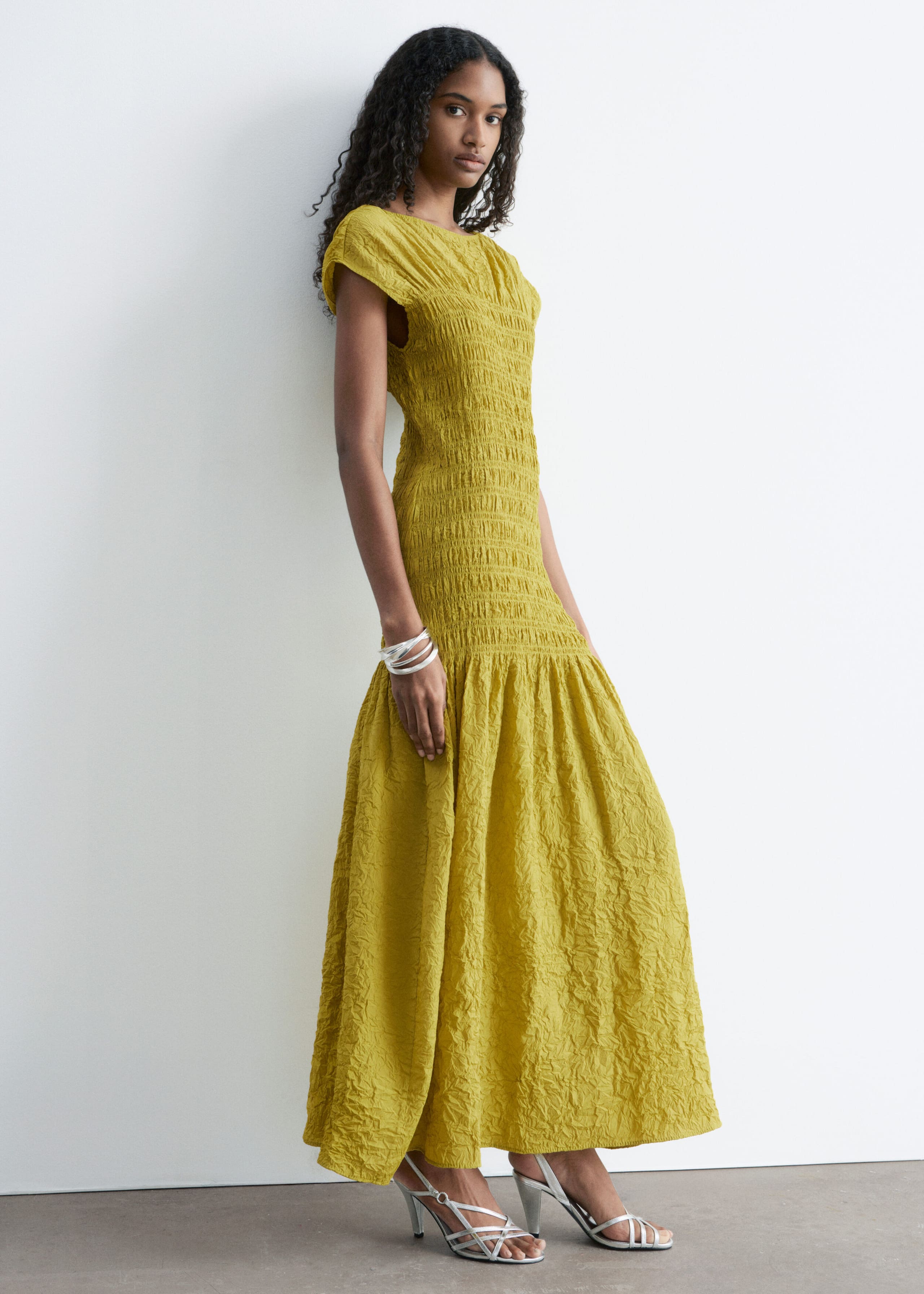 Image of Maxi abito con lavorazione smock