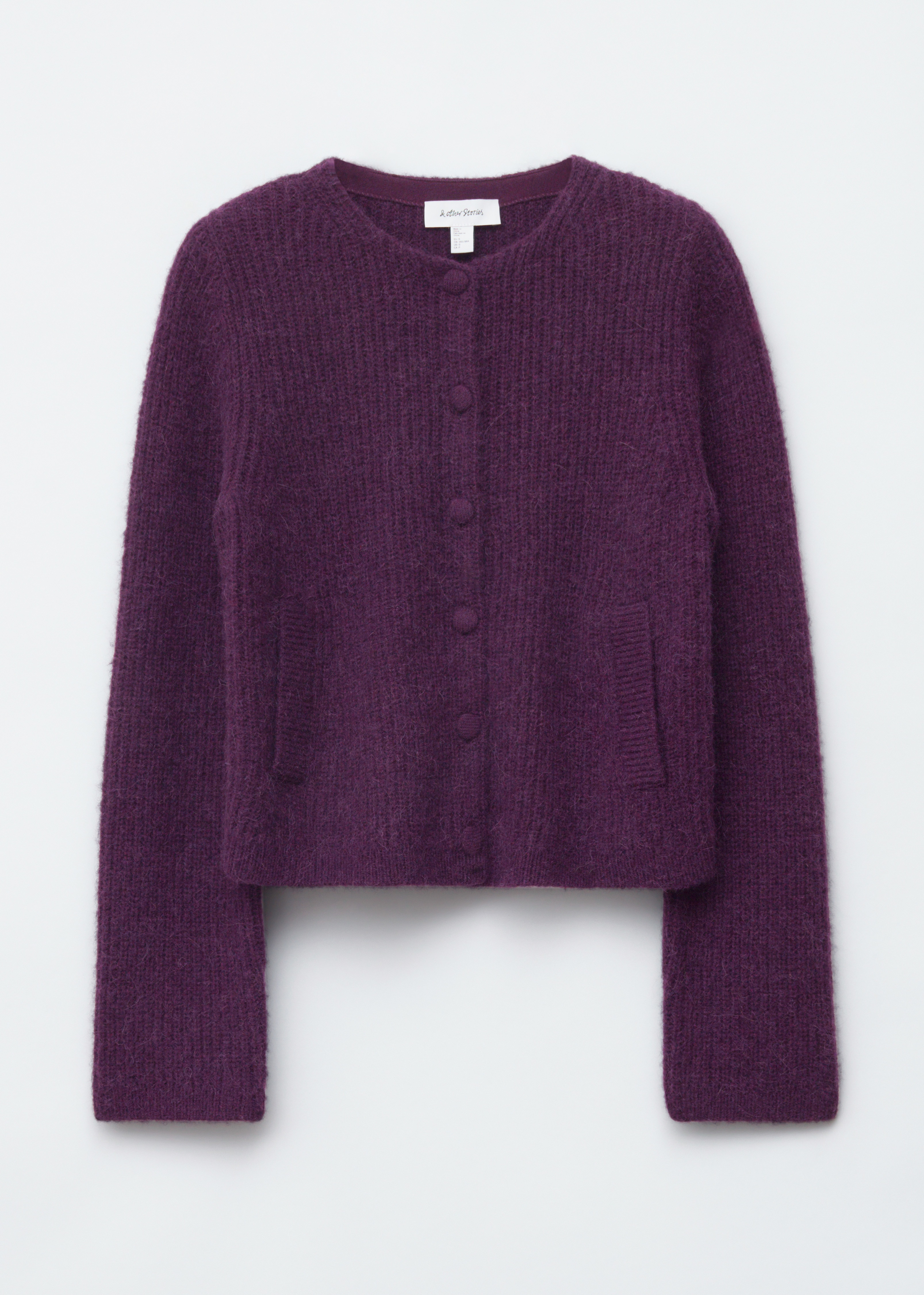 Cardigan de malha canelada - Roxo escuro/Preto/Toupeira