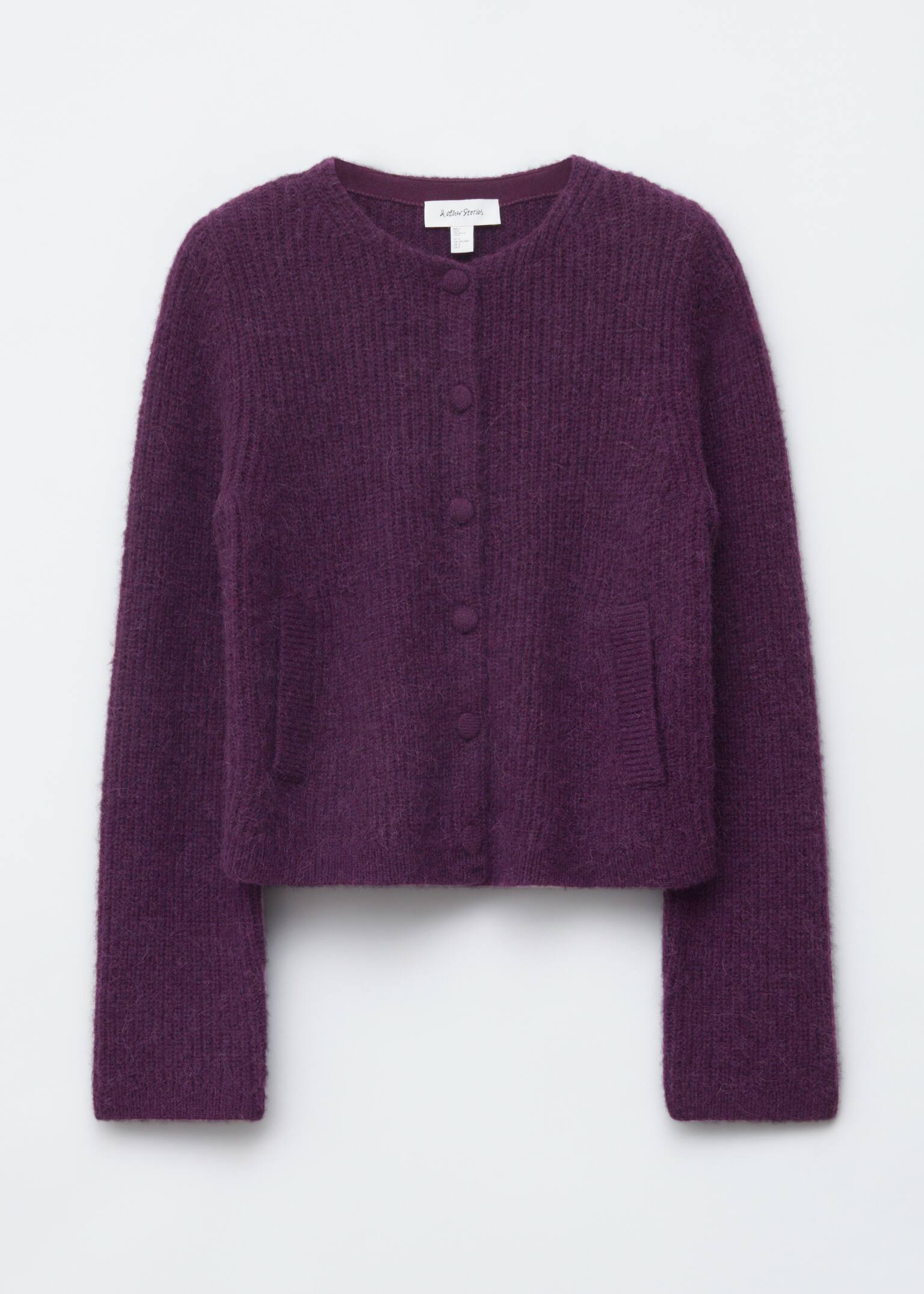 Rippstrickjacke - Dunkelviolett/Graubraun/Schwarz - 2