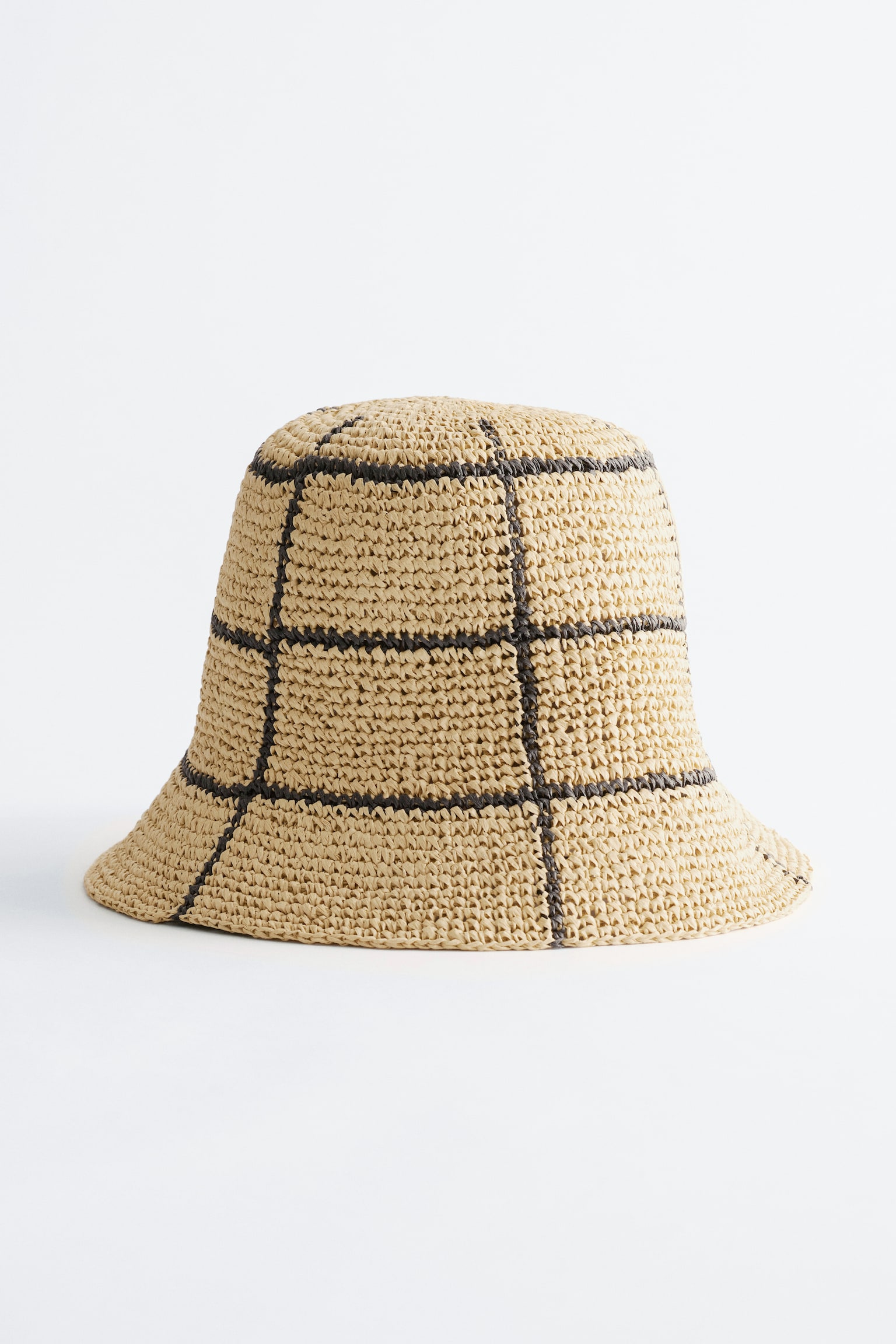 Woven Straw Bucket Hat - Beige/Black/Terracotta - 1