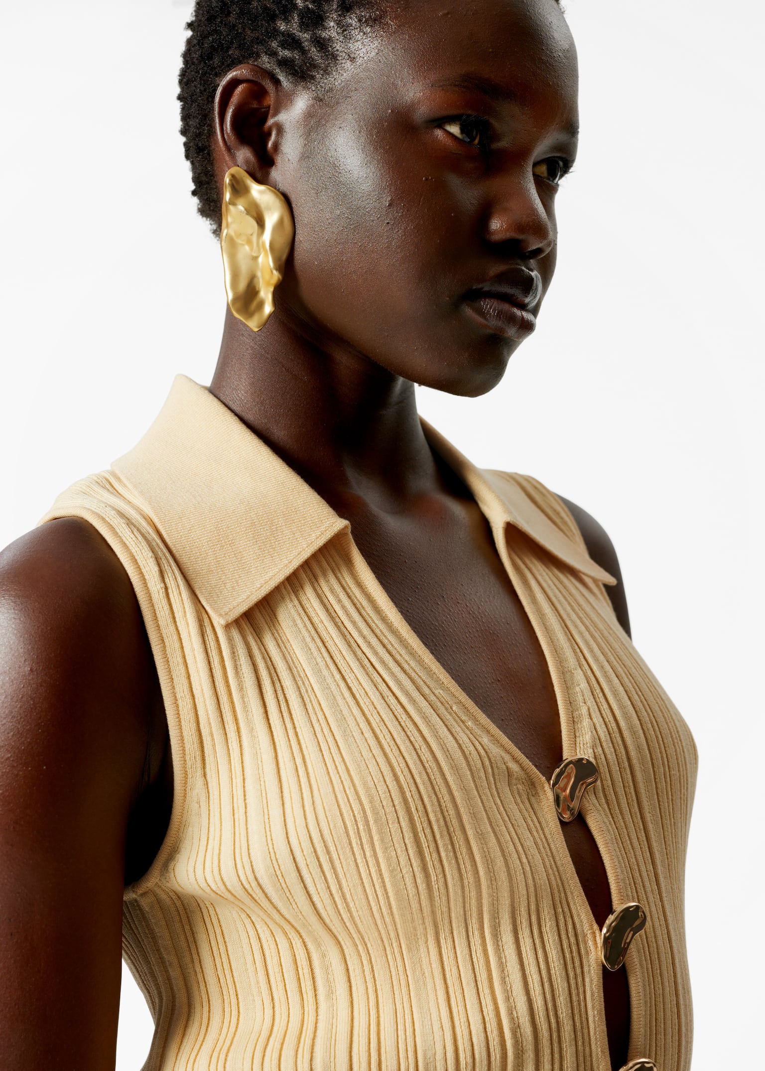 Camiseta de tirantes con cuello de canalé - Amarillo claro/Blanco empolvado - 5