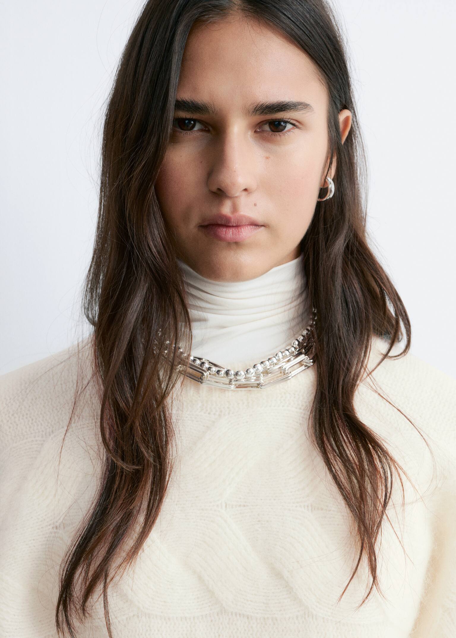 Mohair-Blend Cable-Knit Jumper - White/Grey - 5