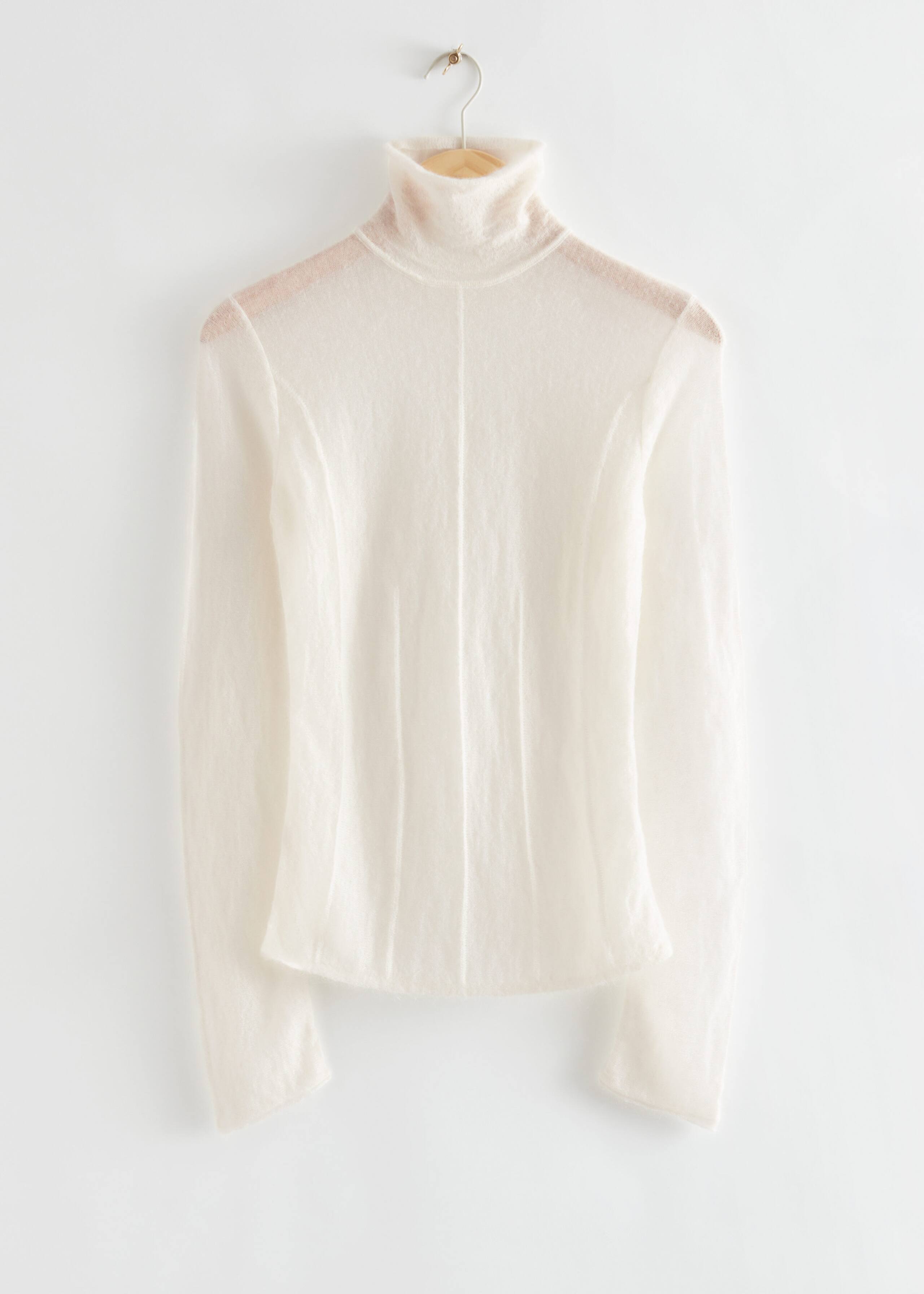 Fitted Light Mohair Turtleneck - White - Still Life