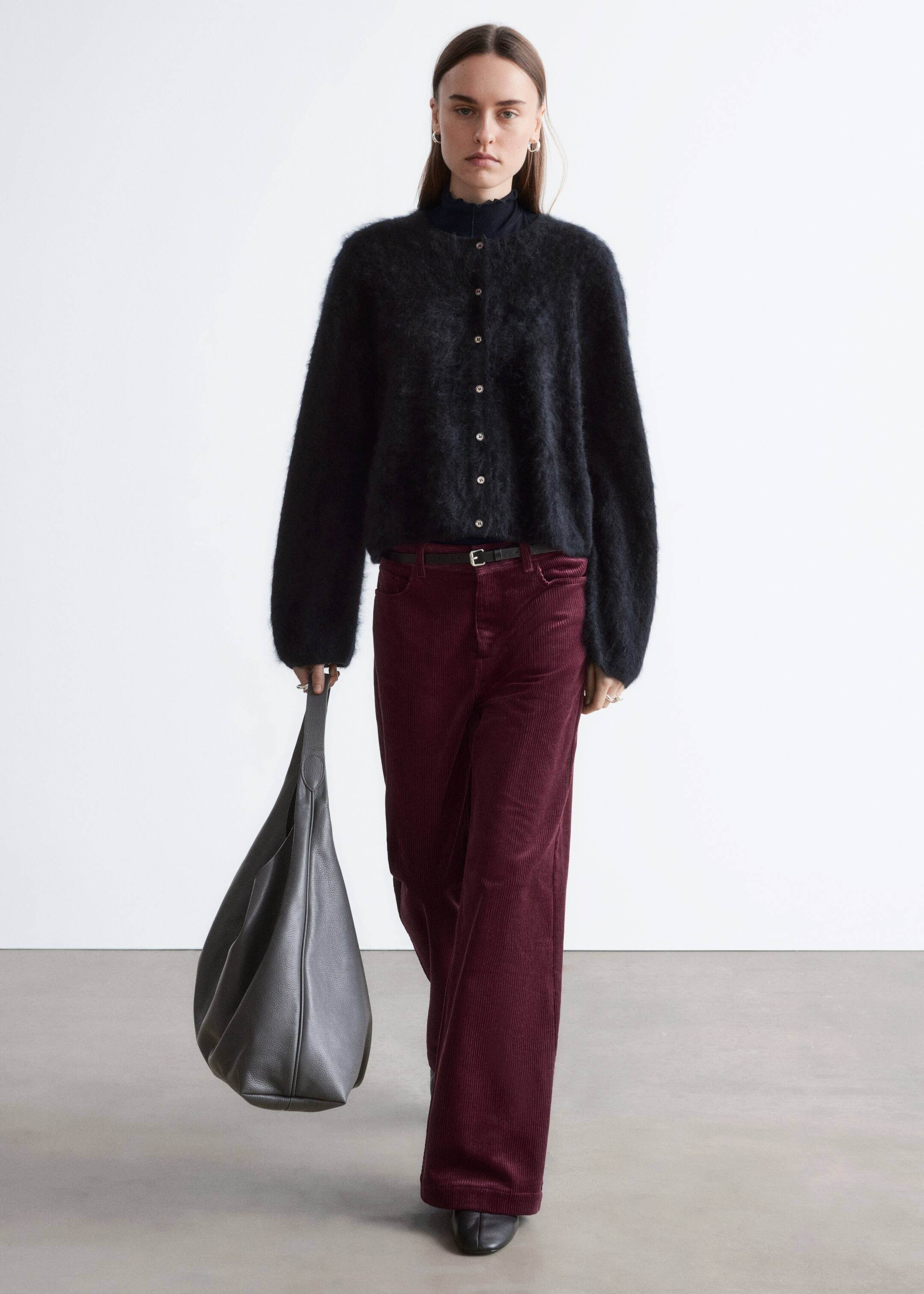 הצגת תמונה גדולה יותר: Wide-Leg Corduroy Trousers - Dark Red - Ladies | H&M IL 3