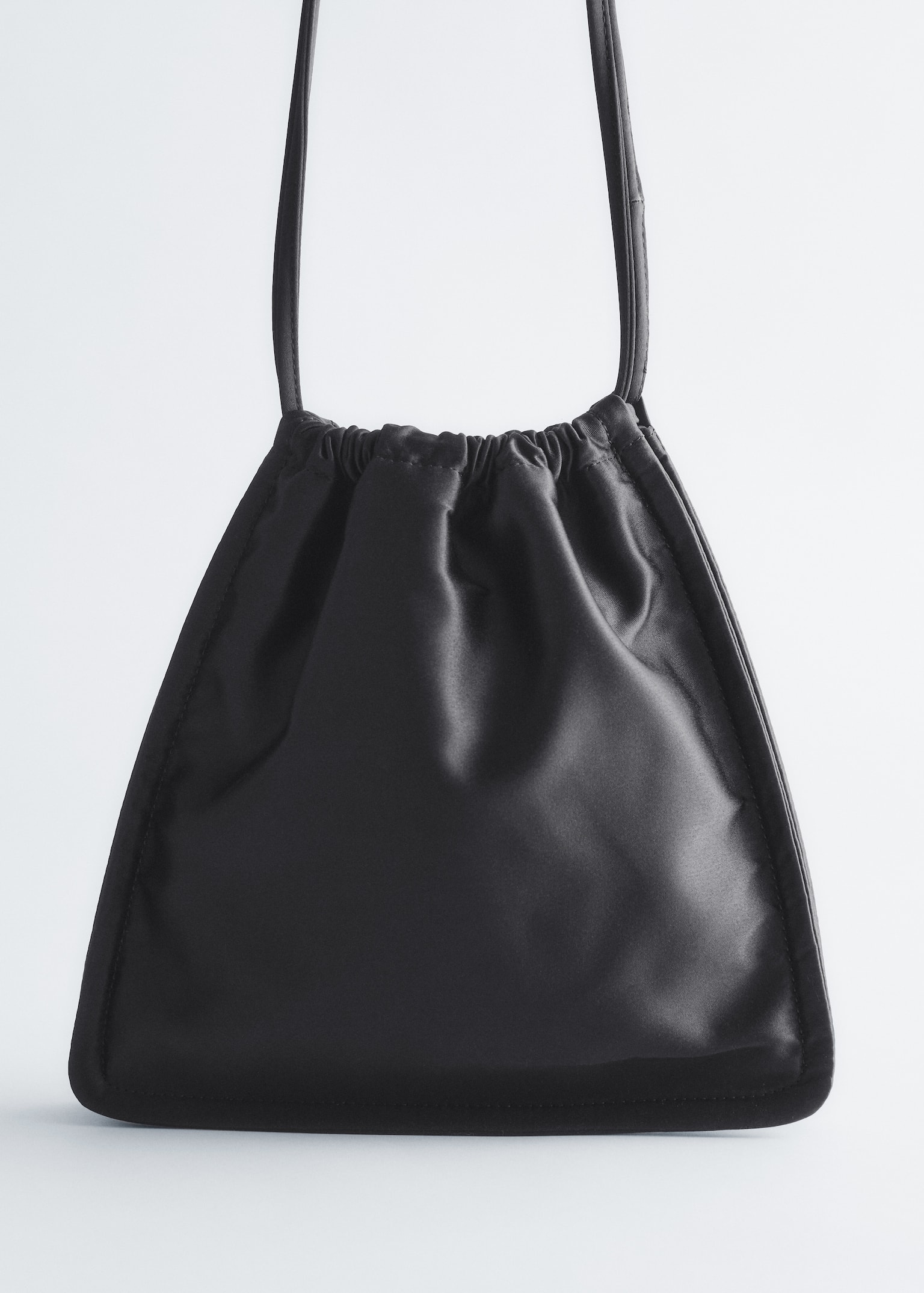 Saténová taška so sťahovacou šnúrkou - Čierny/Greige - 4