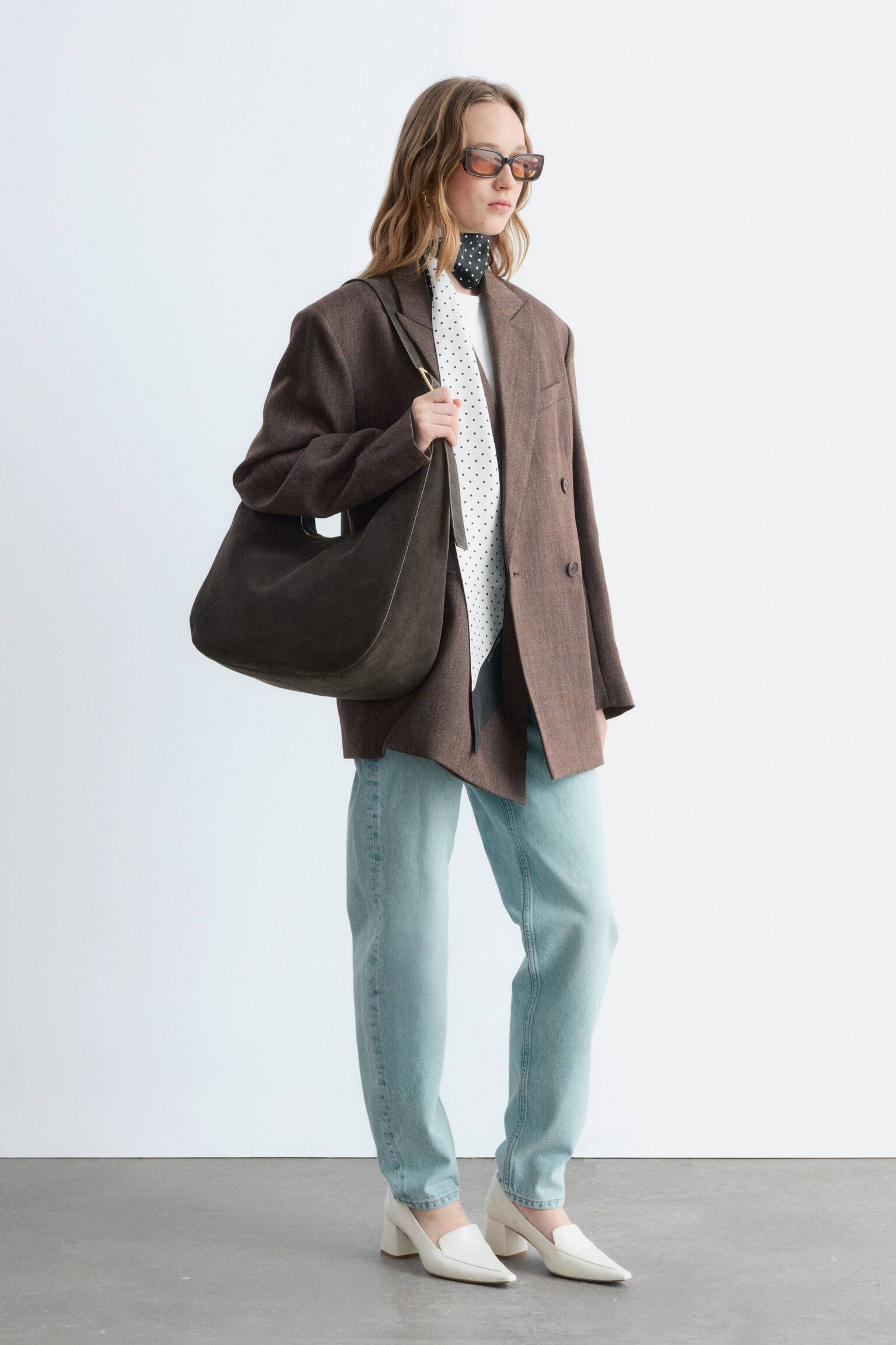 Blazer de trespasse em lã - Castanho escuro - 3