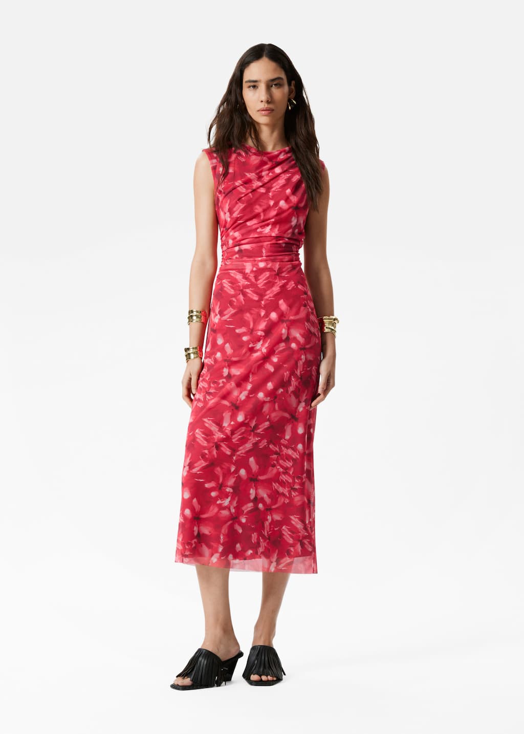Image of Draped Sleeveless Midi Dress