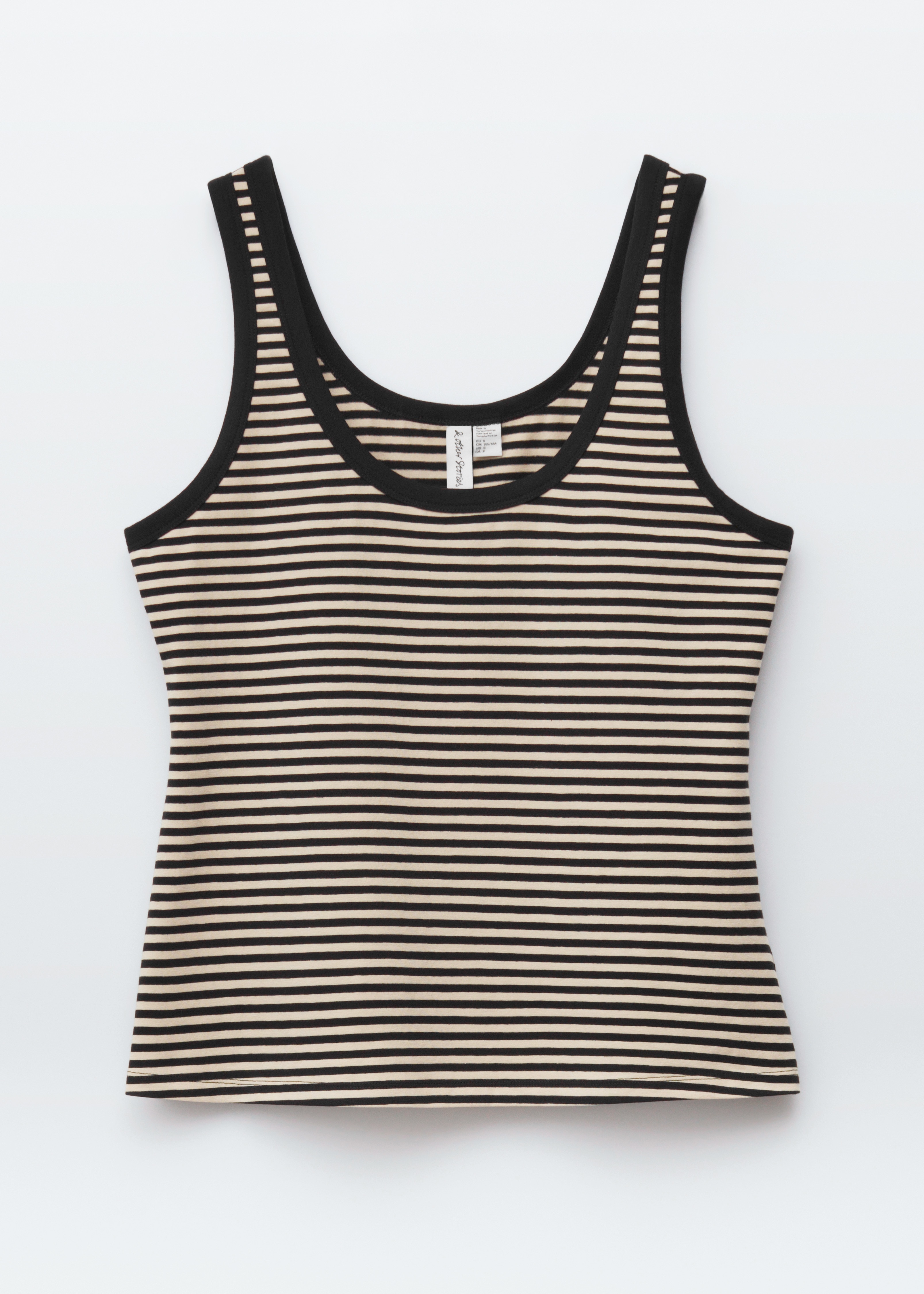 Contrast-Trim Tank Top - Beige/zwarte strepen/Wit