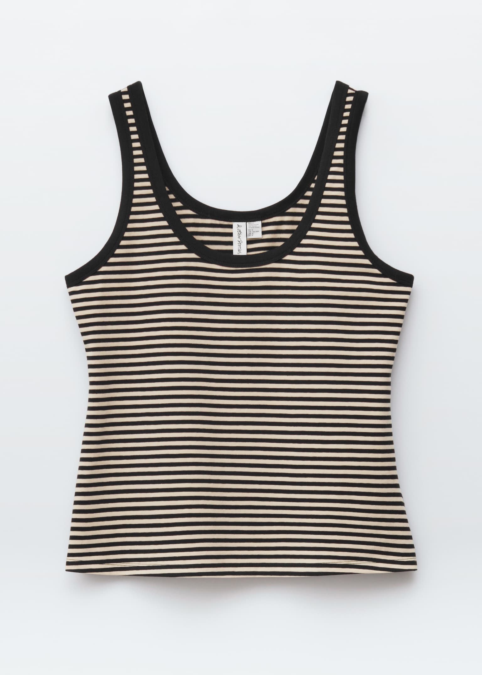Contrast-Trim Tank Top - Beżowy / Czarne paski/Biały