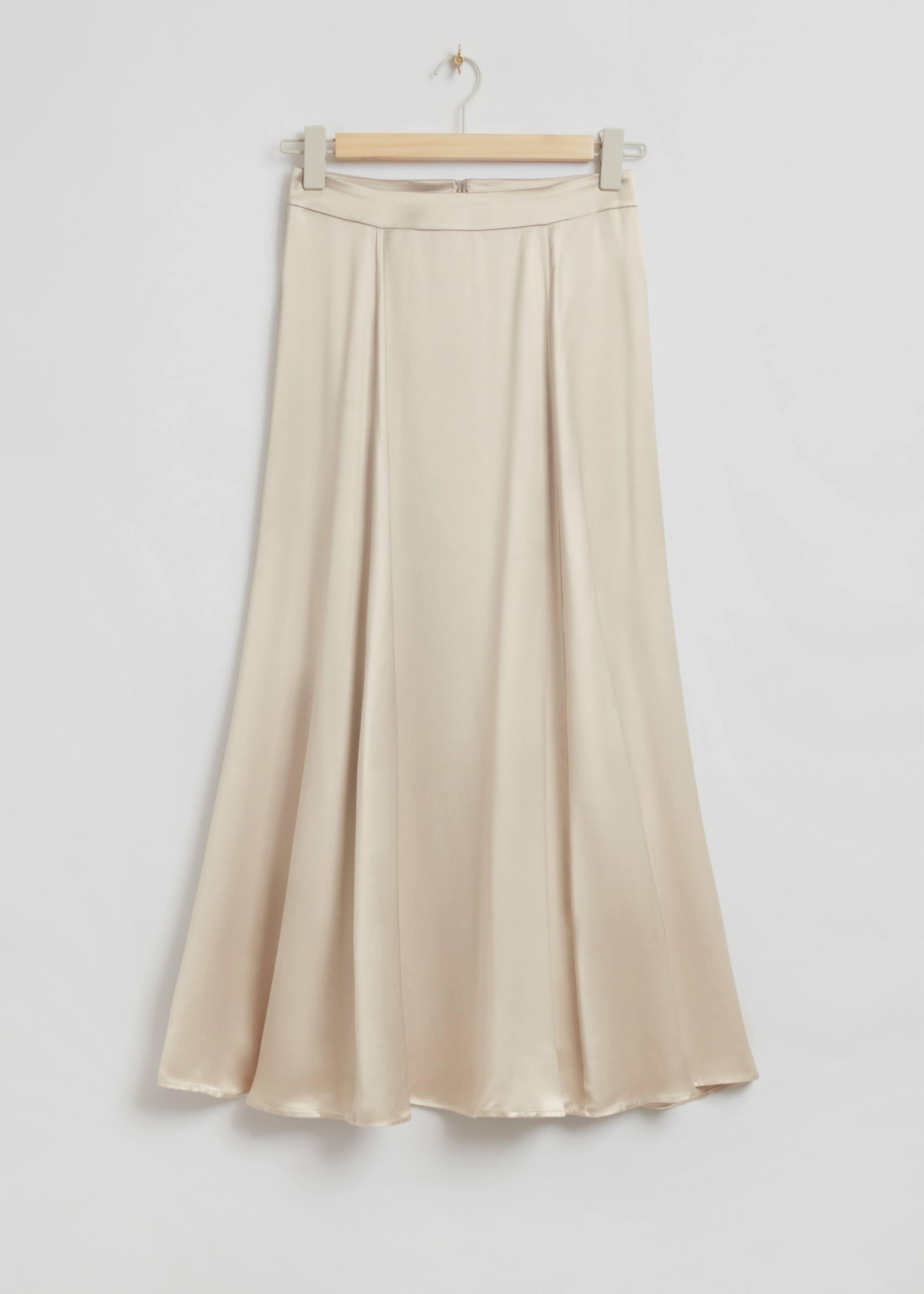Long Flared Satin Skirt - Light Beige - Still Life