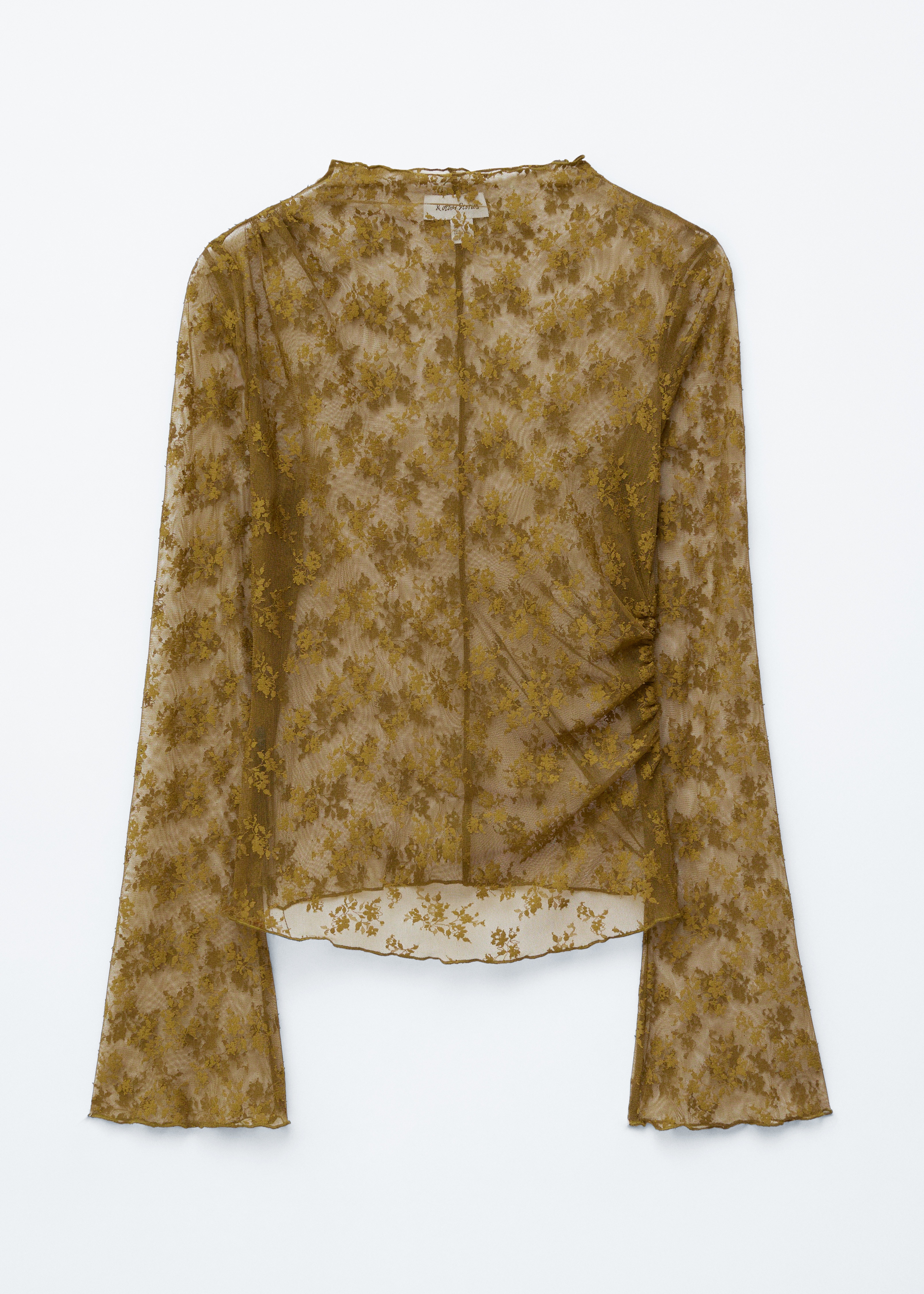Long-Sleeve Lace Top - Khaki Brown