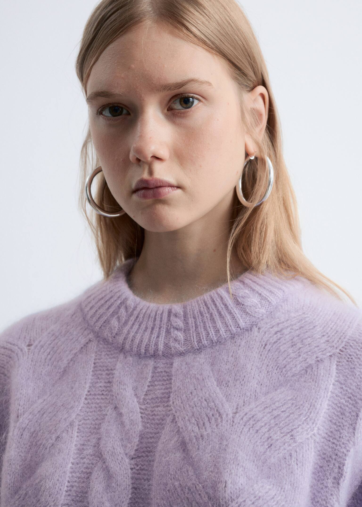 Cable-Knit Mohair-Blend Vest - Pastel Purple - 3