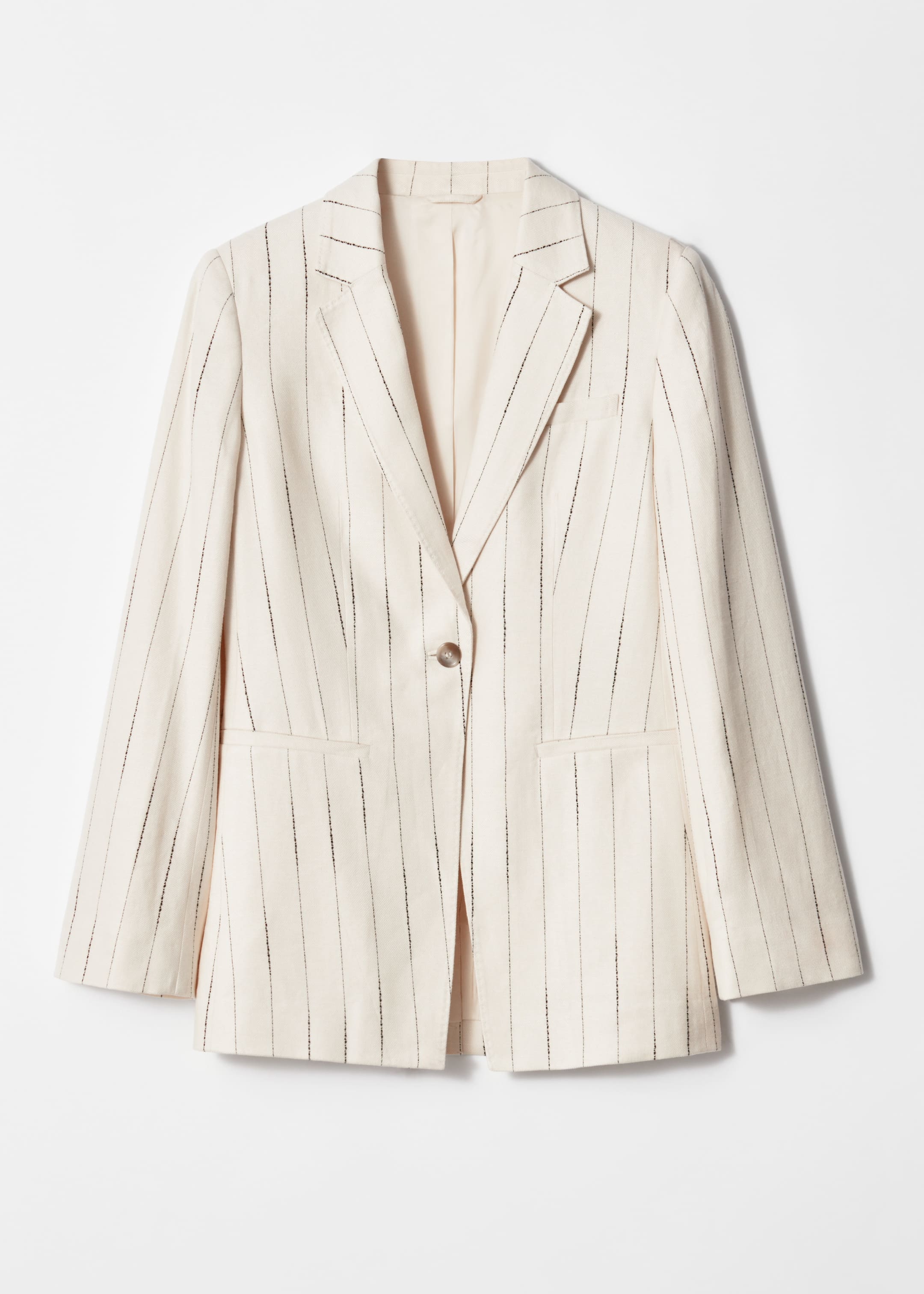 Ingrandisci l'immagine: Single-Breasted Relaxed Blazer - White Pinstripe - DONNA | H&M CH 5