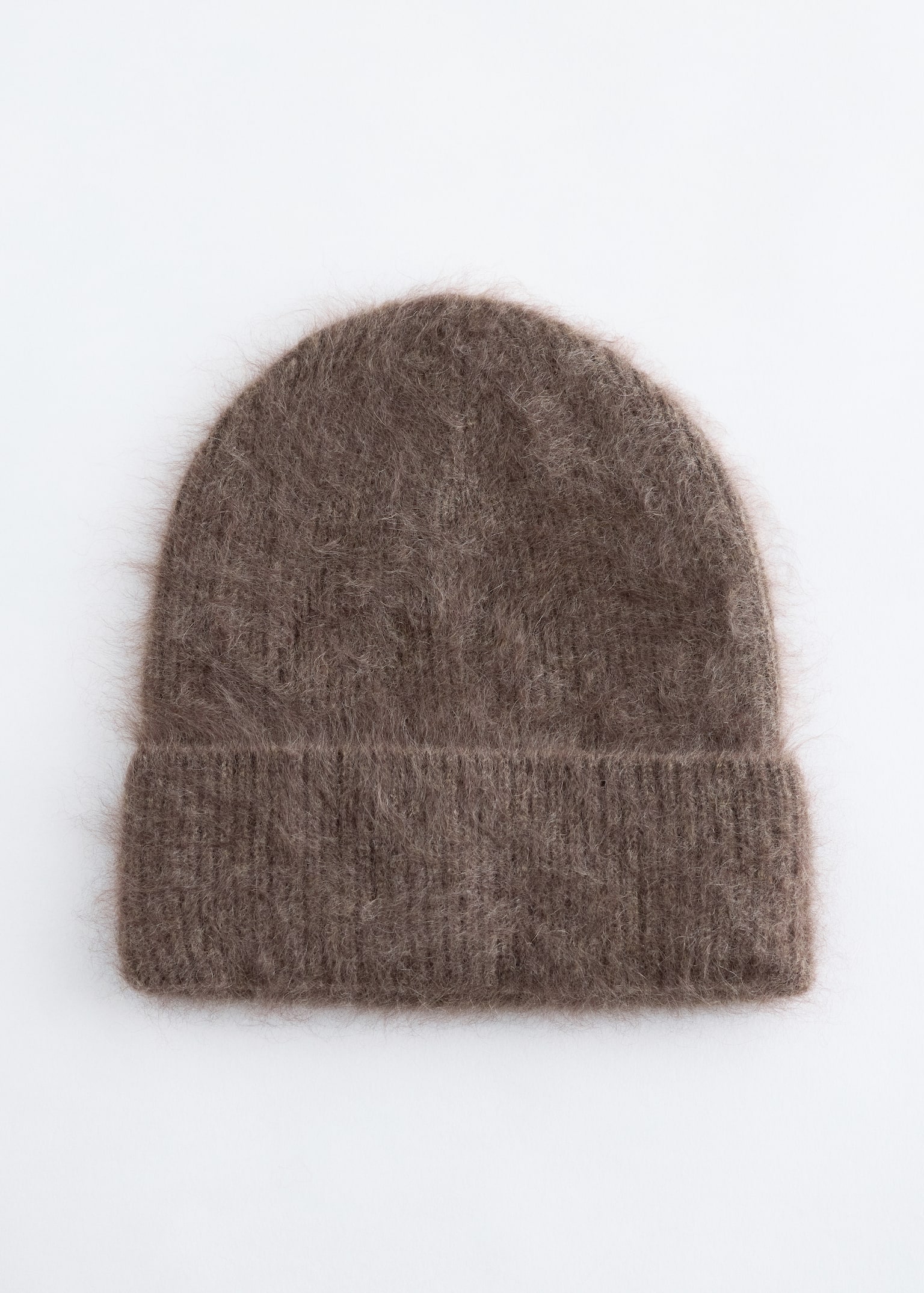 Brushed Cashmere Beanie - Dark Brown/Cream/Rust Brown/Light Pink