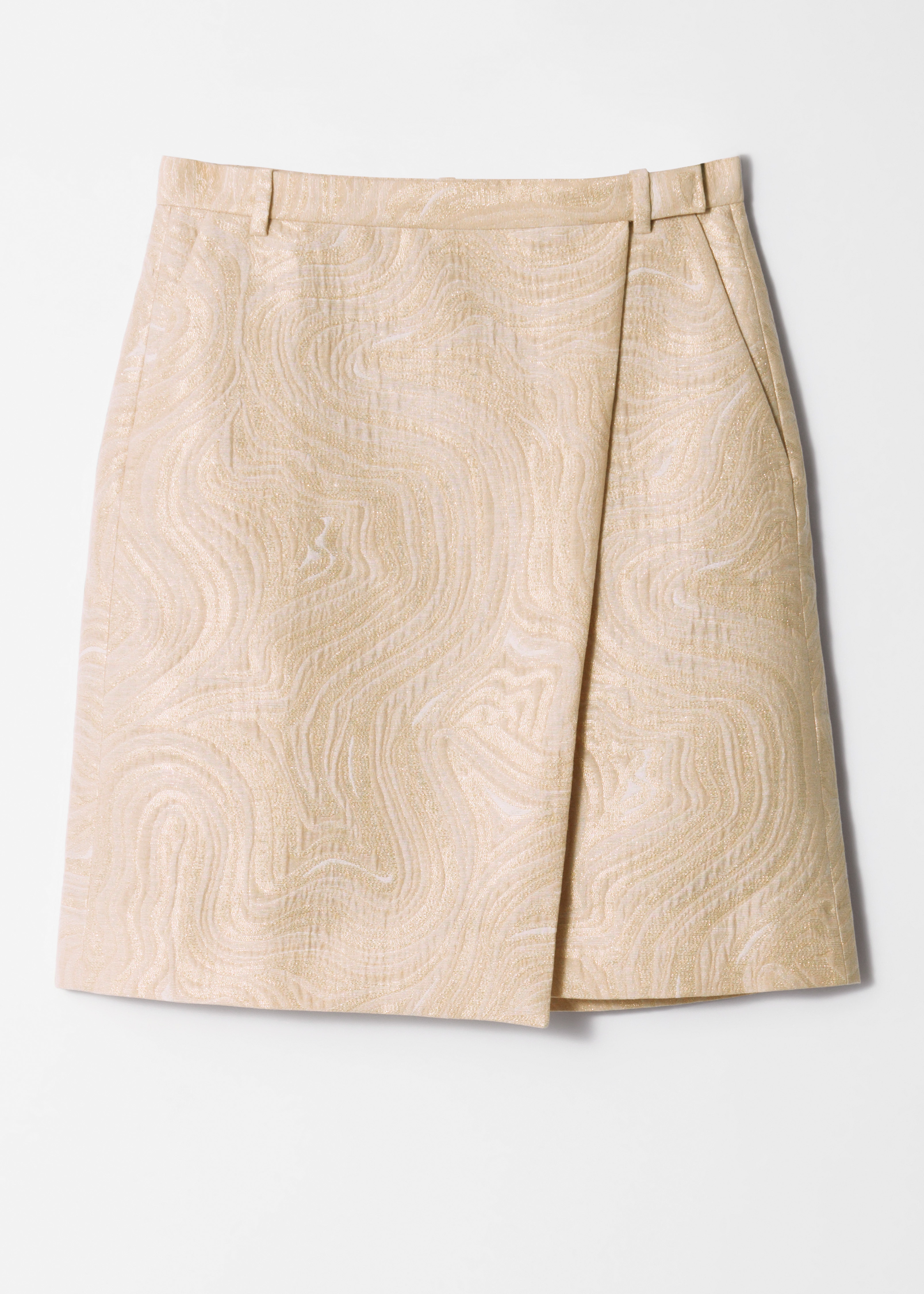 Fustă Midi Jacquard în formă de A - Bej/Auriu