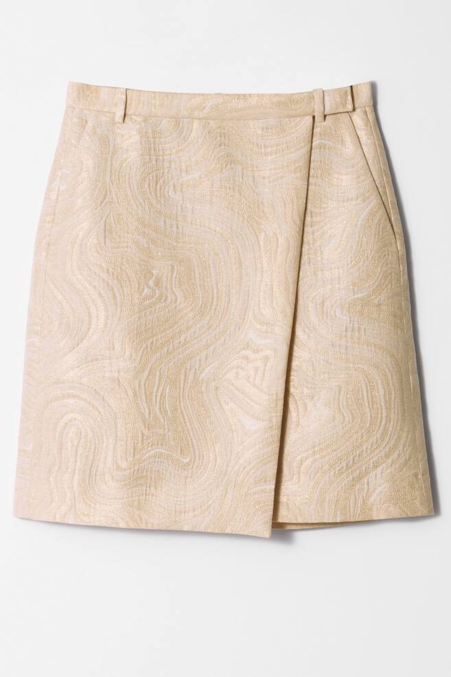 Gonna midi a trapezio con motivo jacquard - Beige/Oro - 1