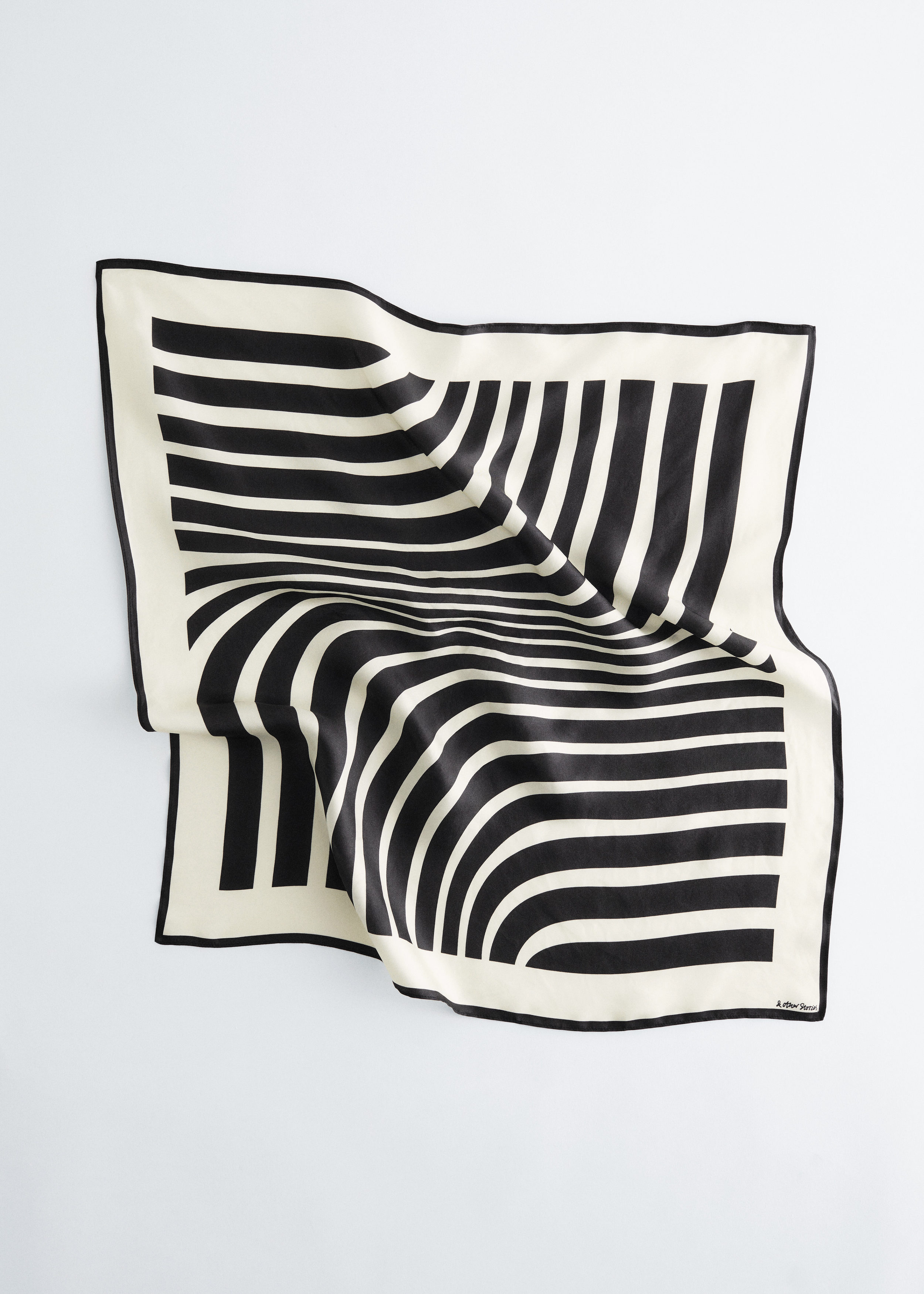 Graphic-Print Square Silk Scarf - Black/Cream - Accessories