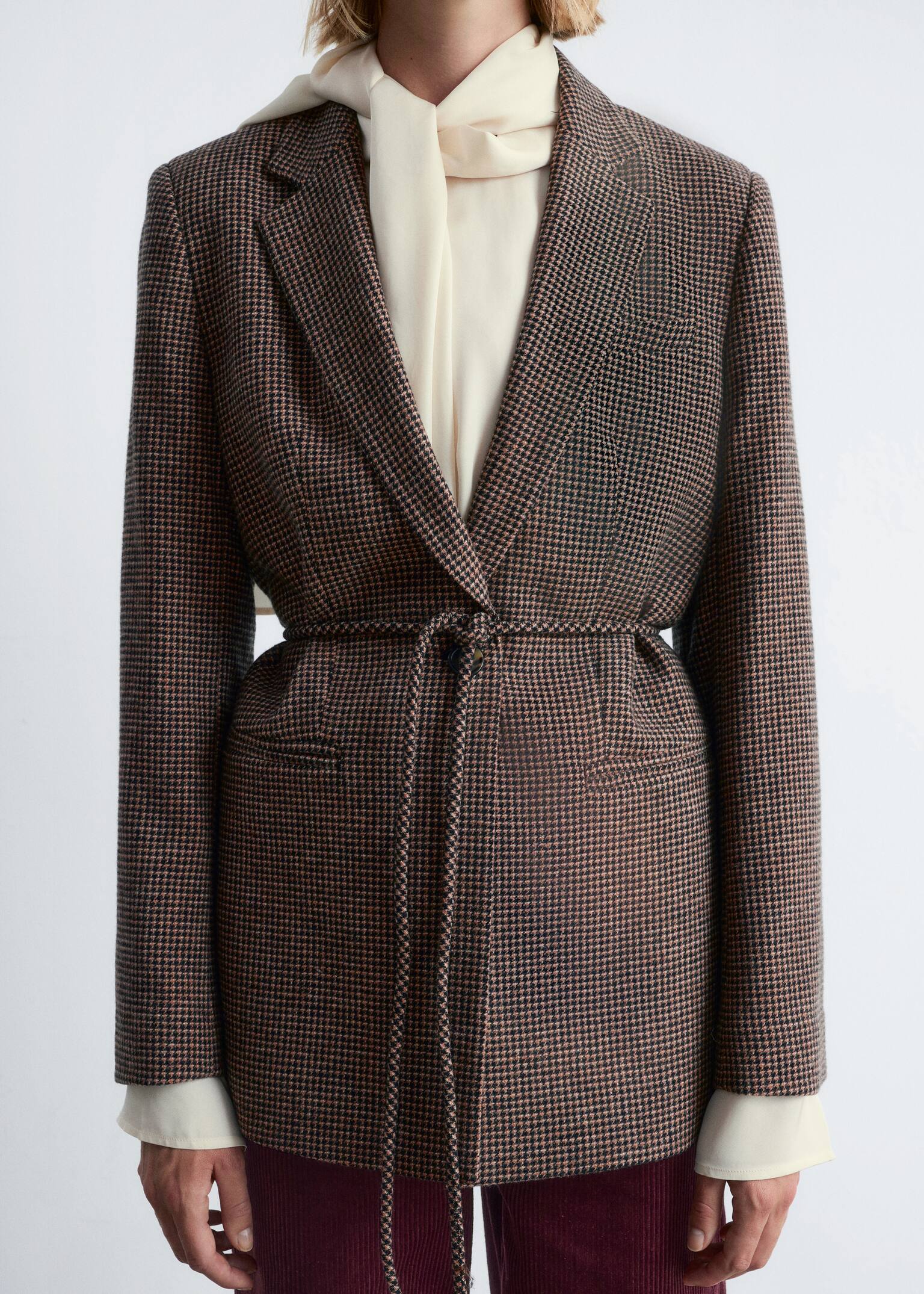 Wool Blazer - Brown Houndstooth/Grey Tweed - 9