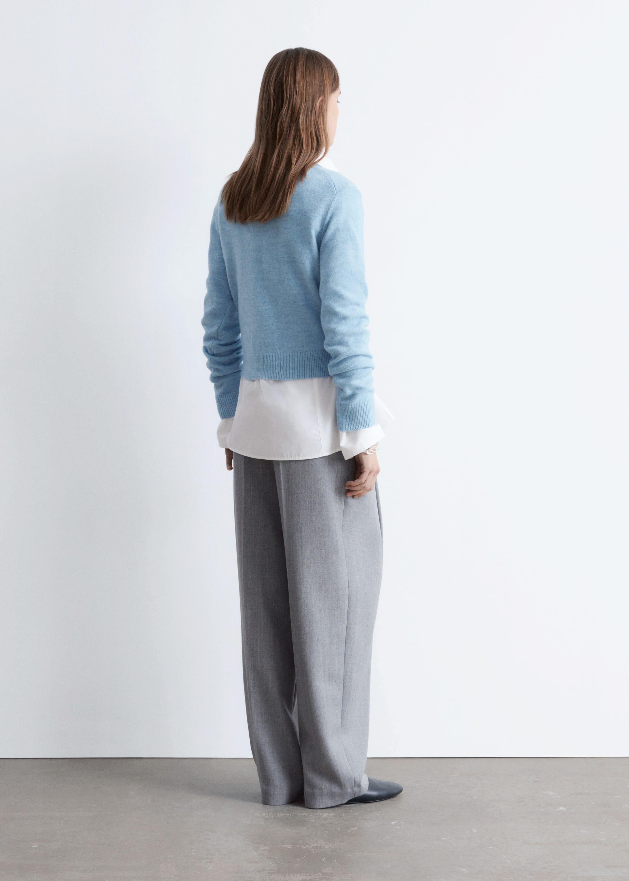 Knitted Wool Jumper - Light Blue Melange - Lookbook