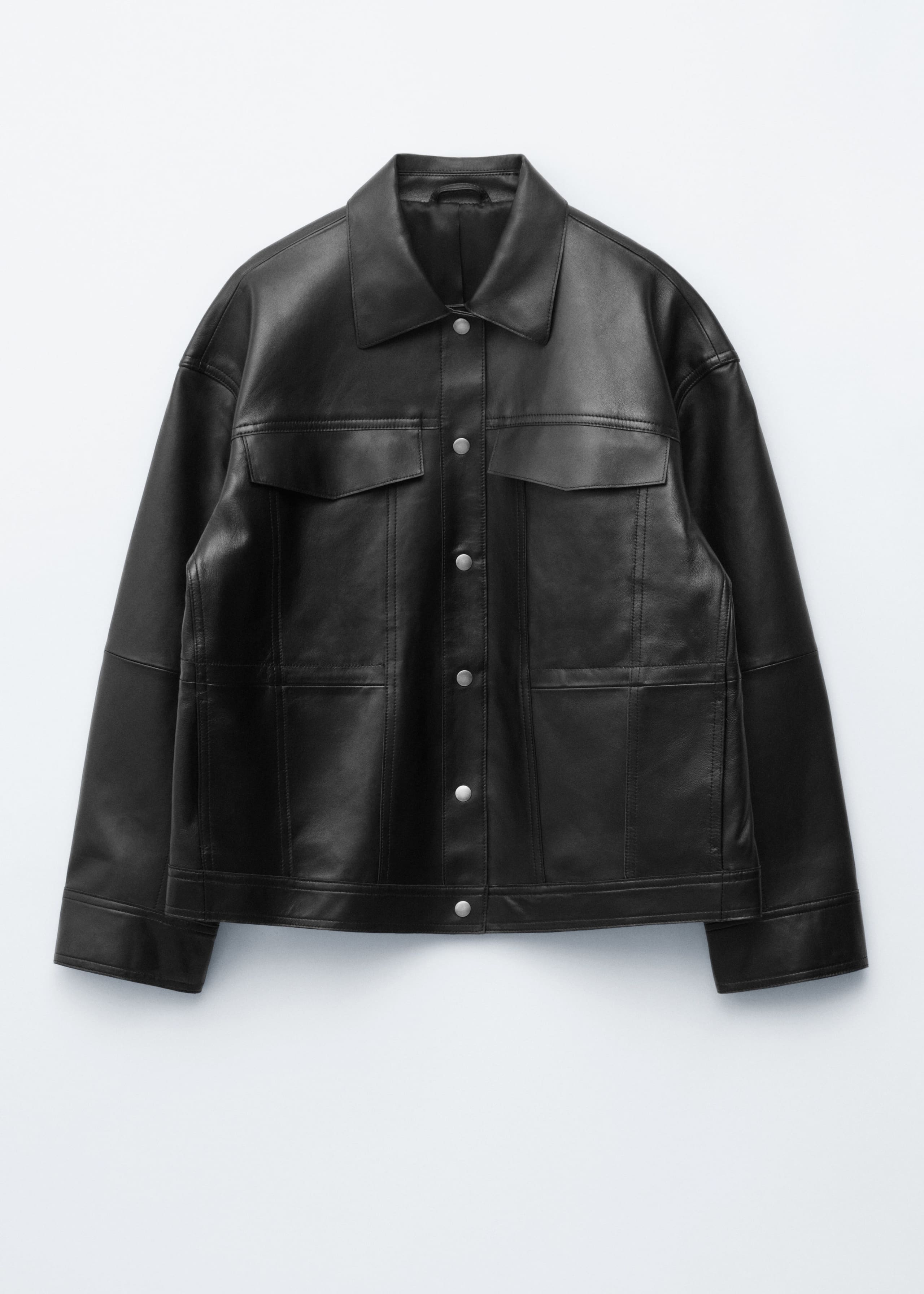Drawstring-Waist Leather Jacket - Black - Still Life