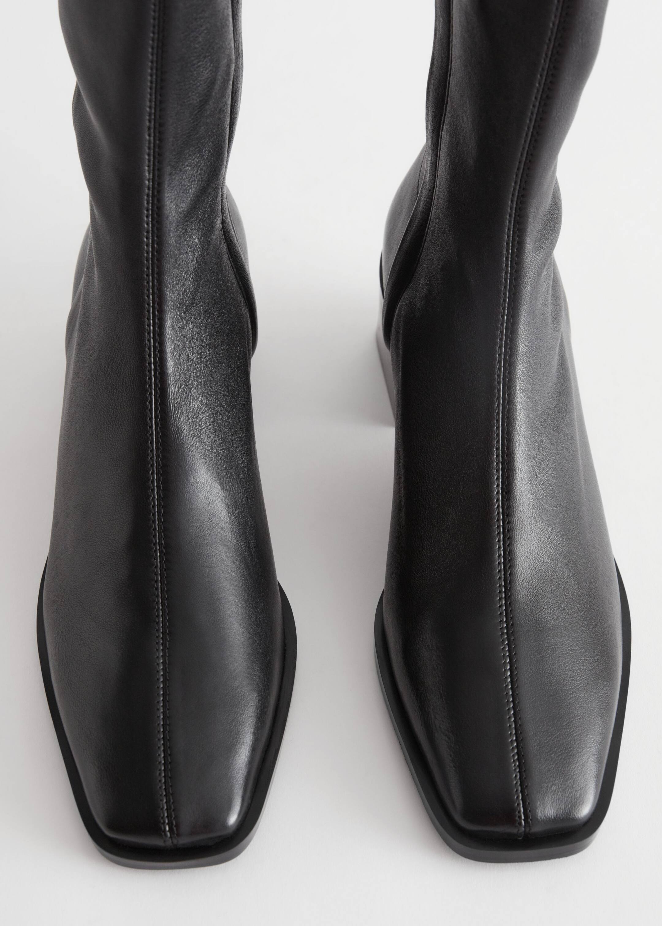 Ingrandisci l'immagine: Squared Leather Sock Boots - Black - DONNA | H&M CH 3