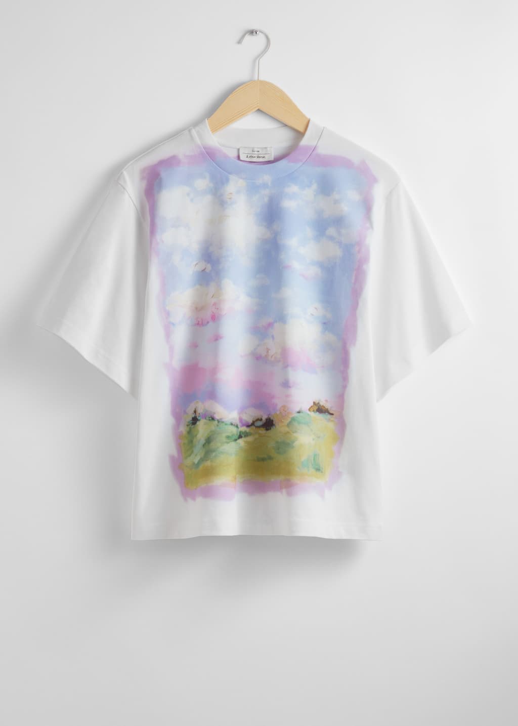 Camiseta con estampado de paisaje - Verde/Lila/Blanco - Bodegón