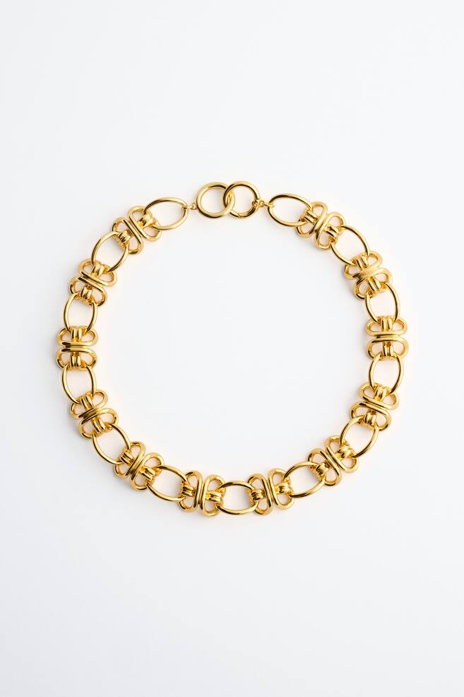 Interlocking Chain Link Necklace - Gold - 1